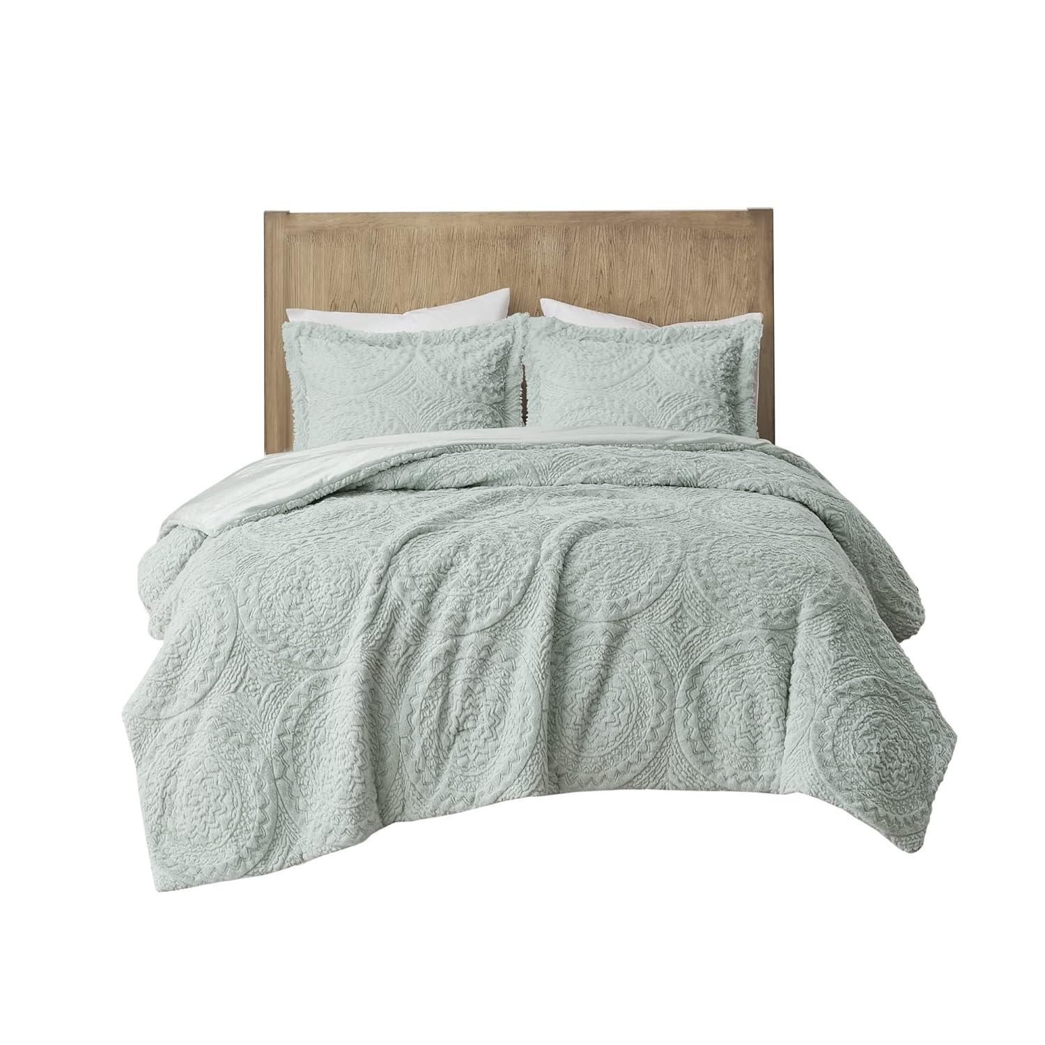 Madison Park Arya Embroidered Medallion Faux Fur Ultra Plush Comforter Set