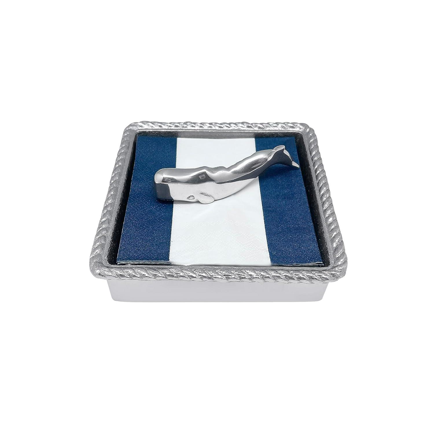 Nantucket Whale Handcrafted Recycled Napkin Holder with Napkins
