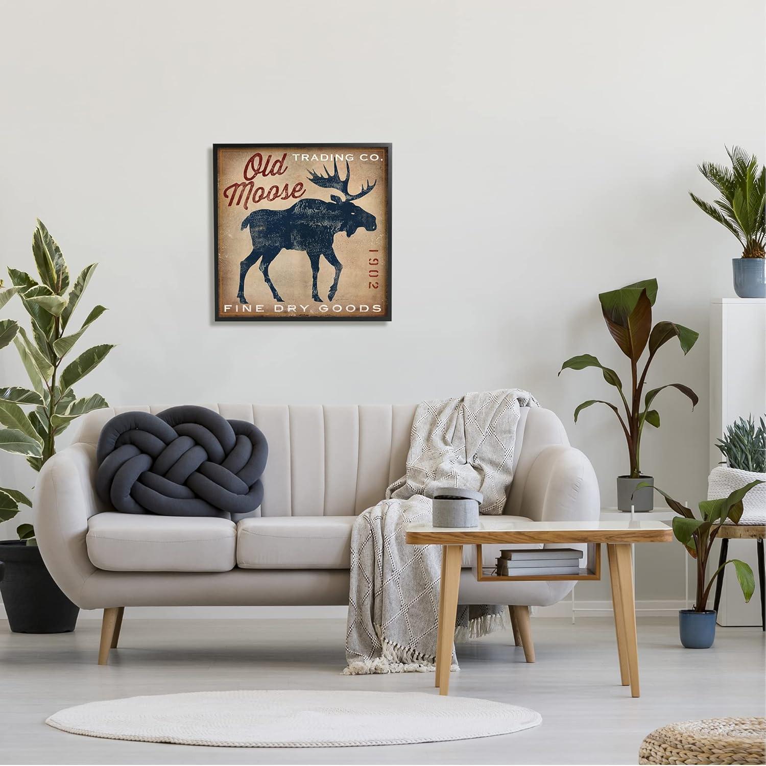 Stupell Industries Old Moose Trading Co. Graphic Art Black Framed Art Print Wall Art, Design by Ryan Fowler