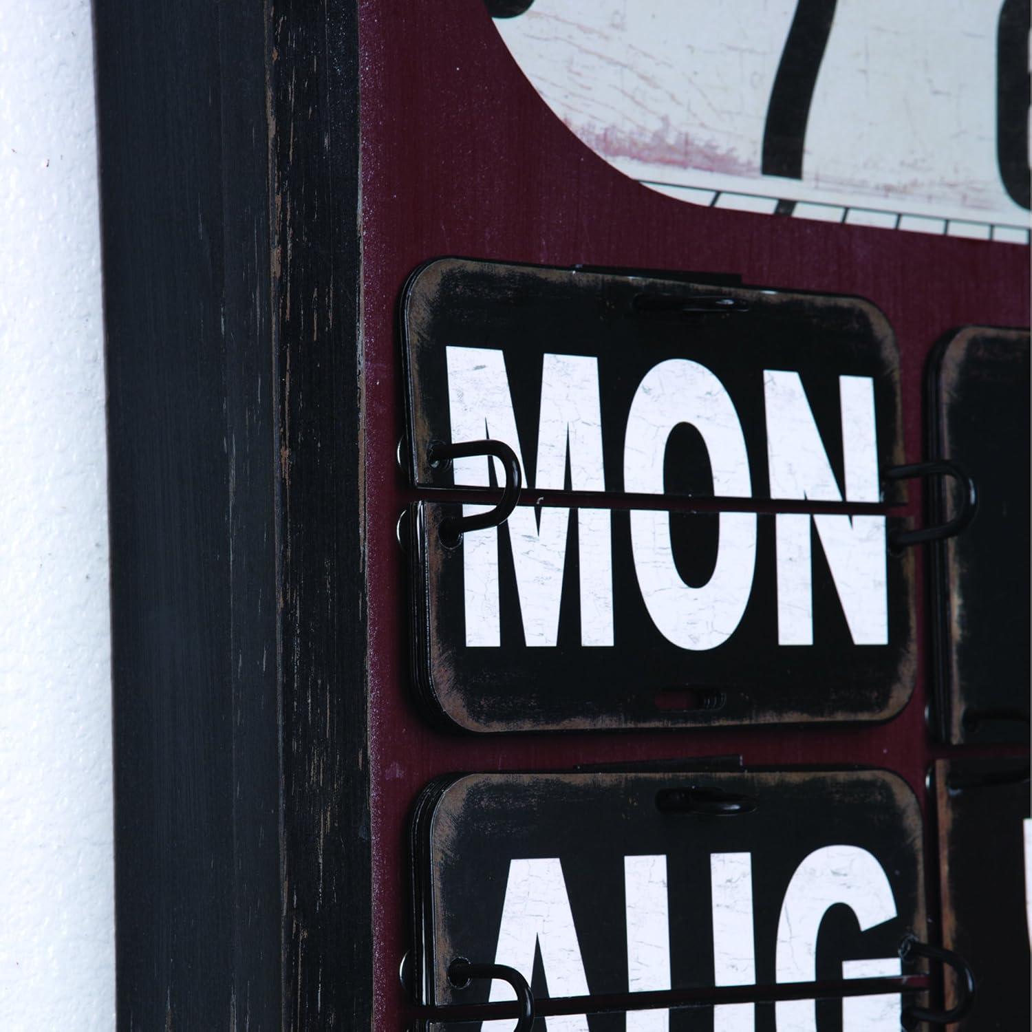 Vintage Cherry Wood Rectangular Wall Clock with Date Display