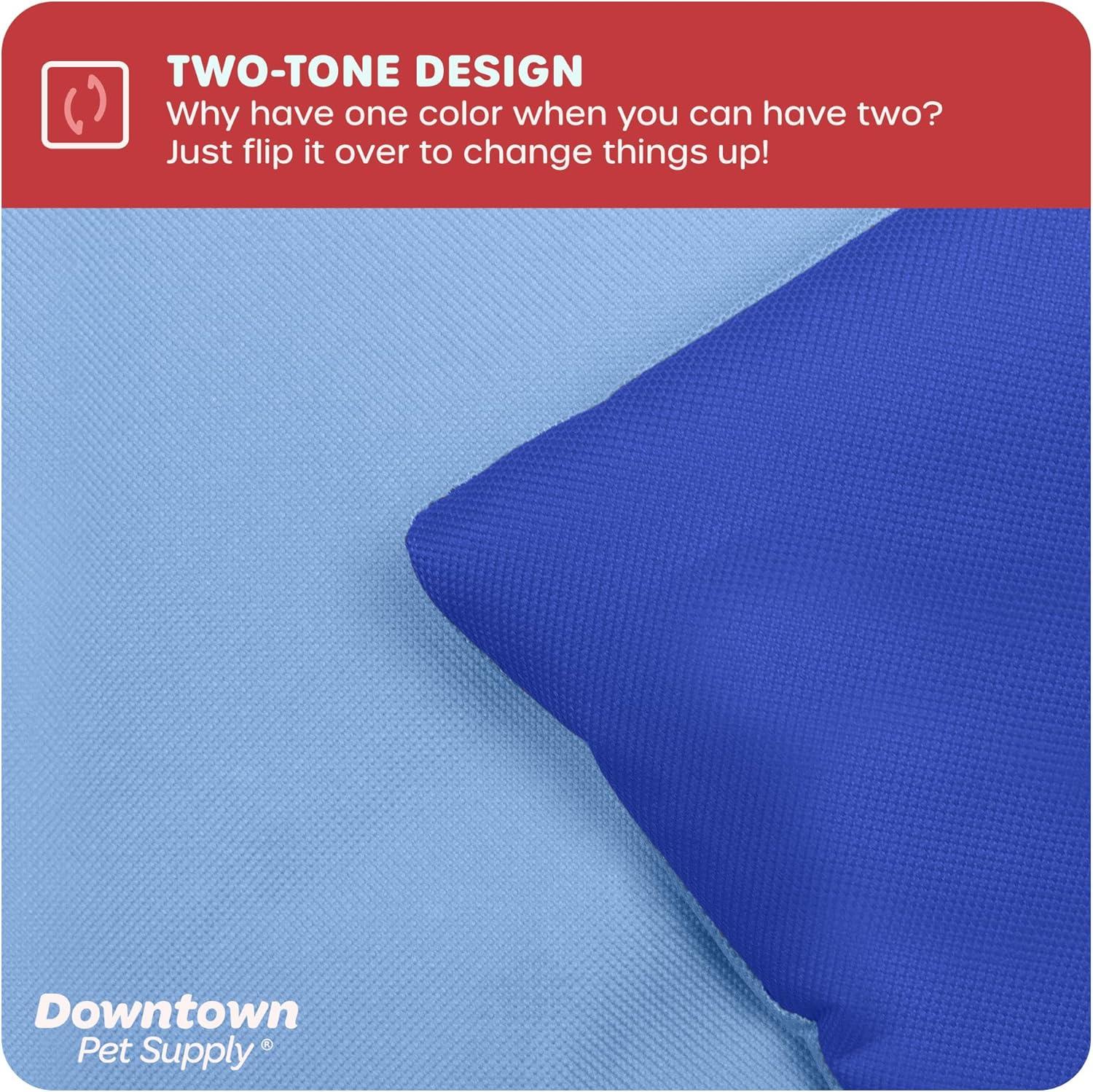 Downtown Pet Supply Dog Crate Mat, Waterproof Pet Bed, Dark/Light Blue, XS