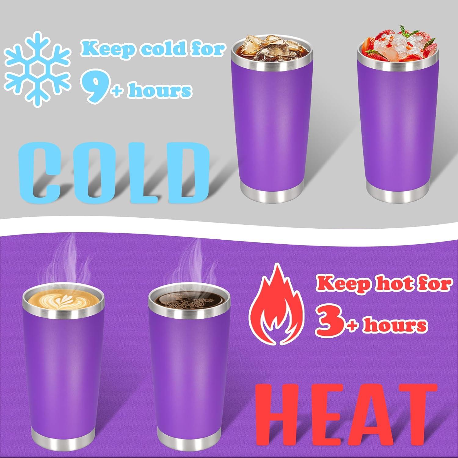 20oz Tumbler Bulk Stainless Steel Tumblers with Lid Vacuum Insulated Double Wall Travel Coffee Mug Powder Coated Tumbler Cup for Hot and Cold Drinks(Purple, 1 pack)