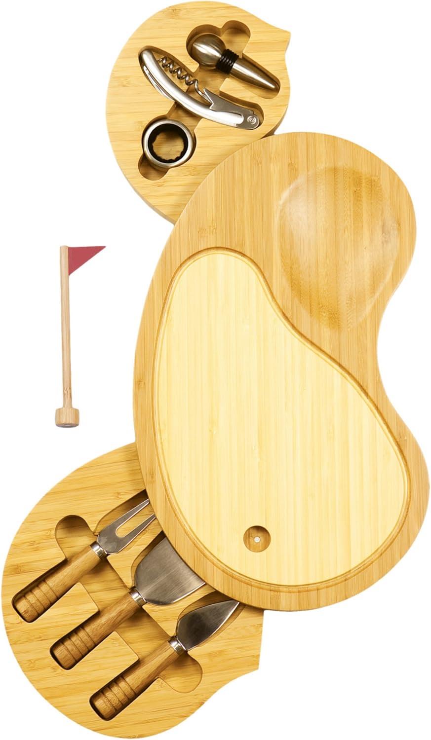 Millwood Pines Sand Trap Golf Gift Cheese Board & Knife Set - Novelty Charcuterie Board with Cheese Knife Set - Cheese Boards Charcuterie Boards - Serving Platter Enoch