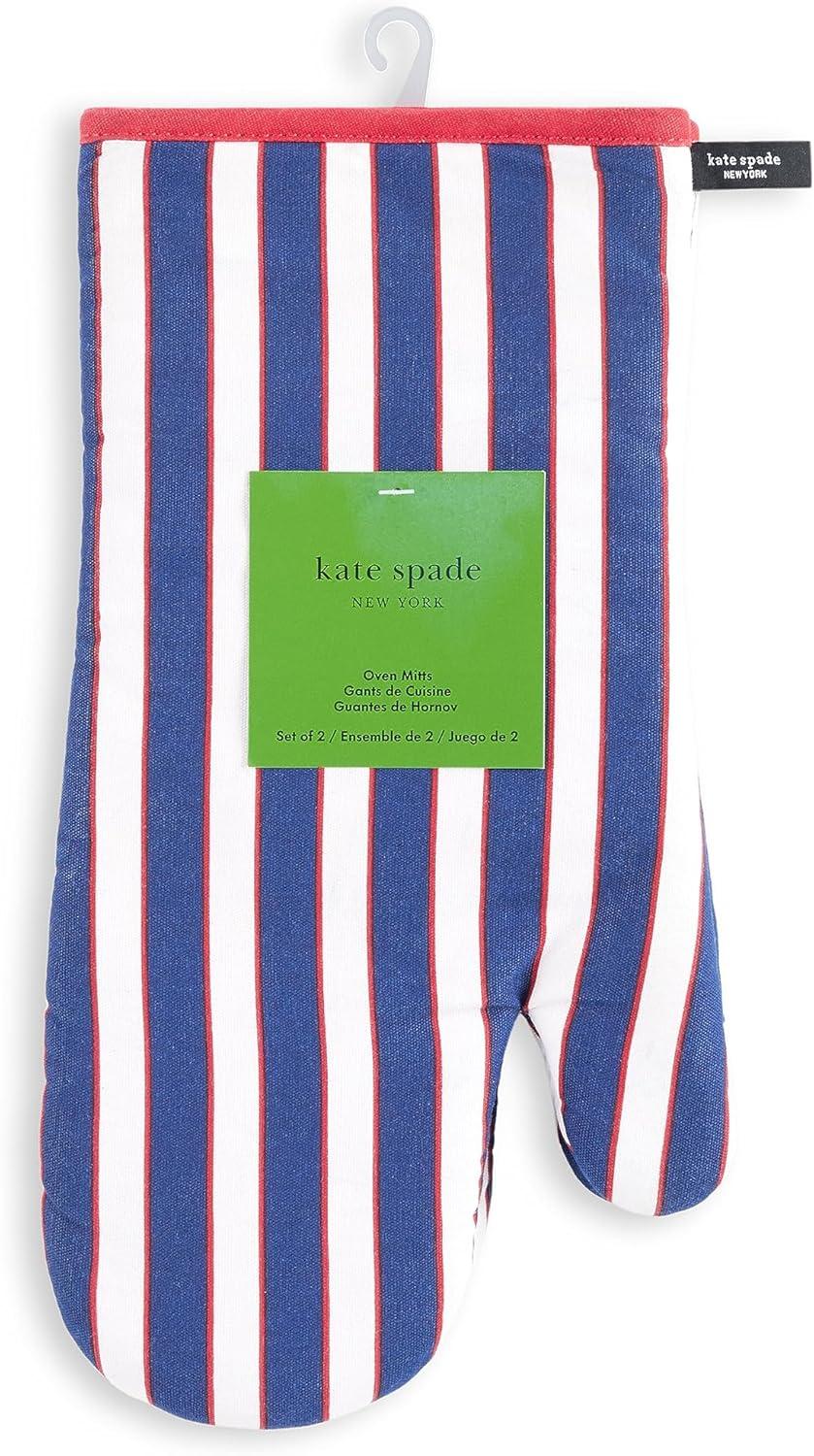 Kate Spade New York Stripe Oven Mitt, Heat Resistant, 100% Cotton (Set of 2)