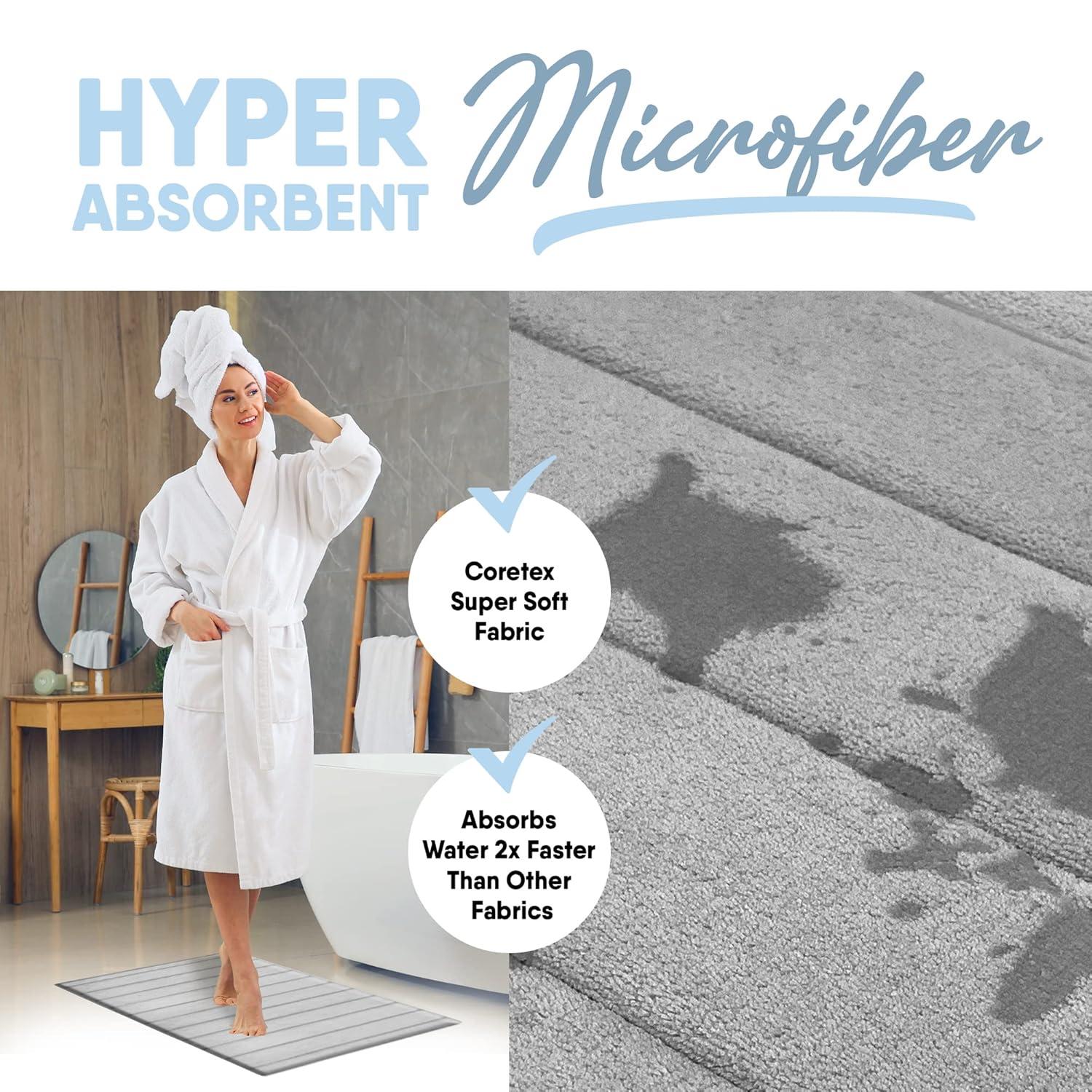 17"x24" Quick Dry Memory Foam Luxury CoreTex Bath Rug Rug Runner Light Gray - Microdry