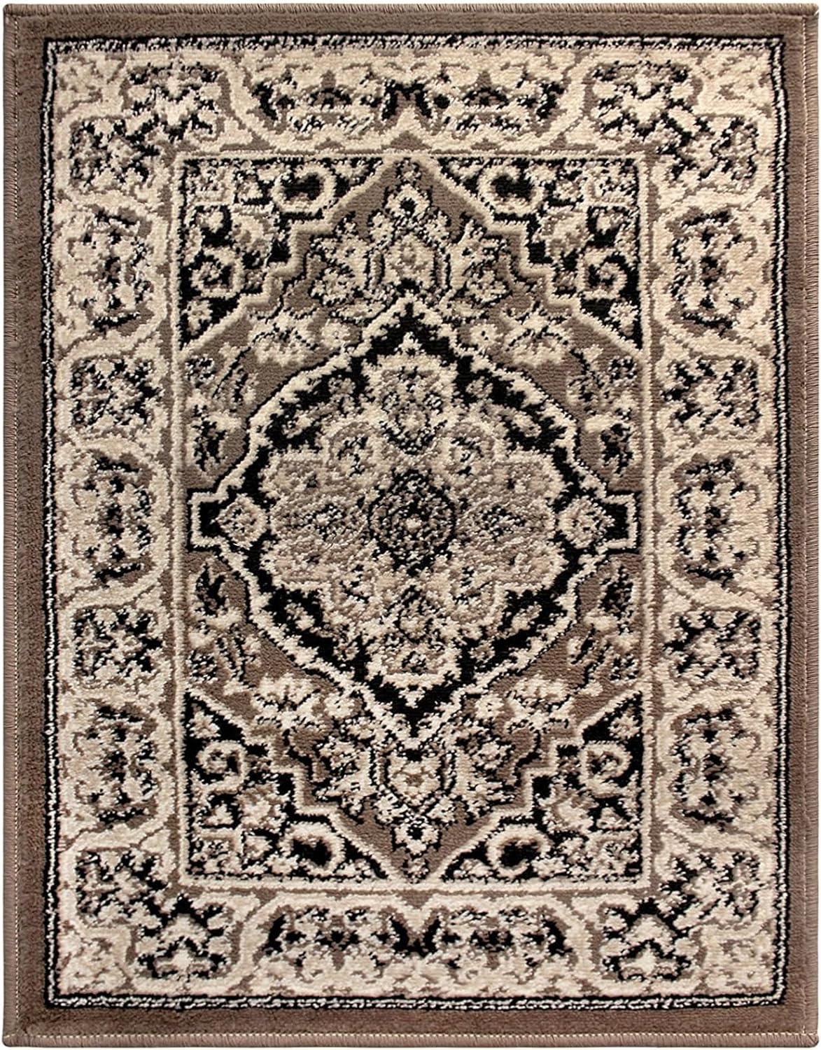 Superior Glendale Brown 2 ft. x 3 ft. Floral Medallion Polypropylene Area Rug