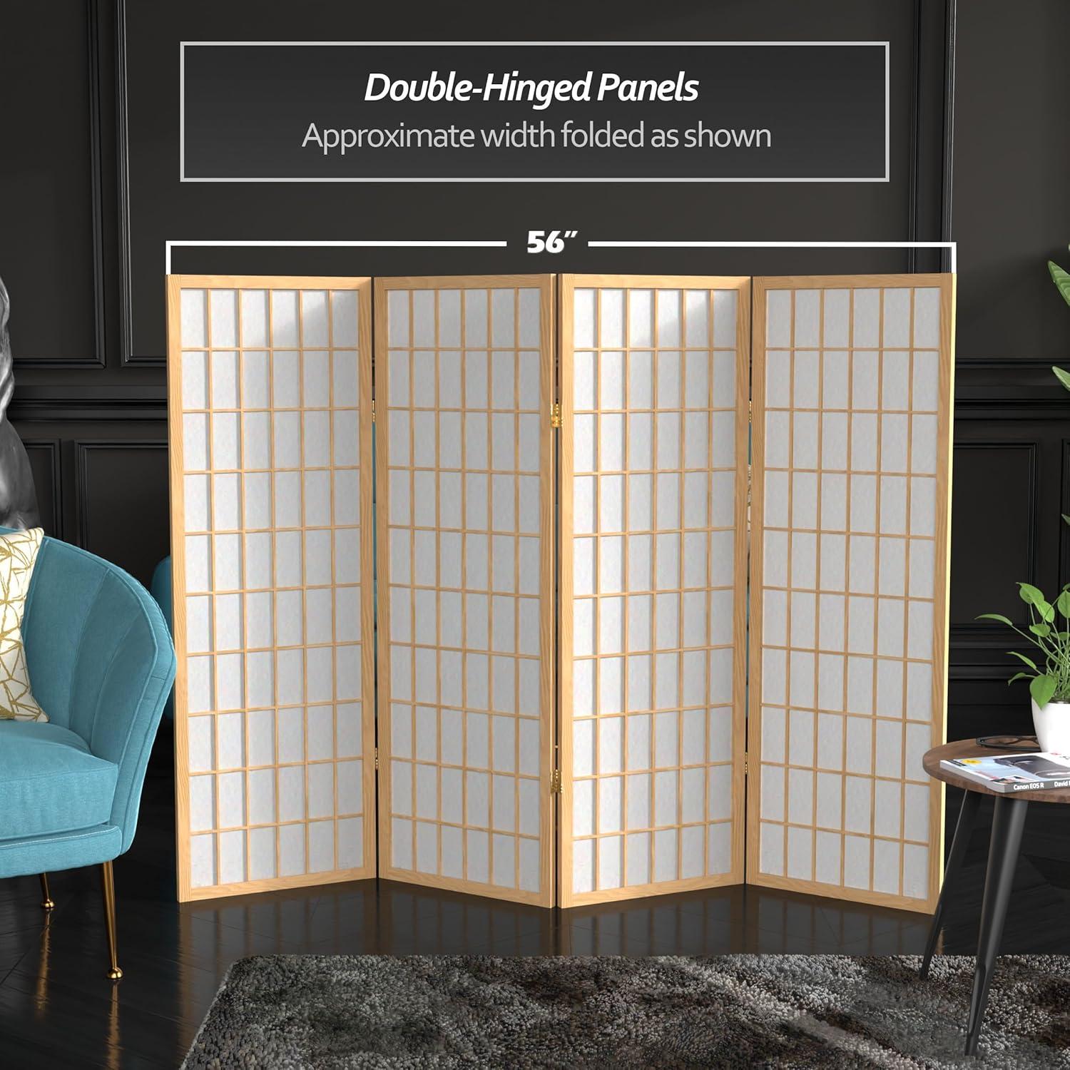 4 ft. Tall Window Pane Shoji Screen - Natural (4 Panels)