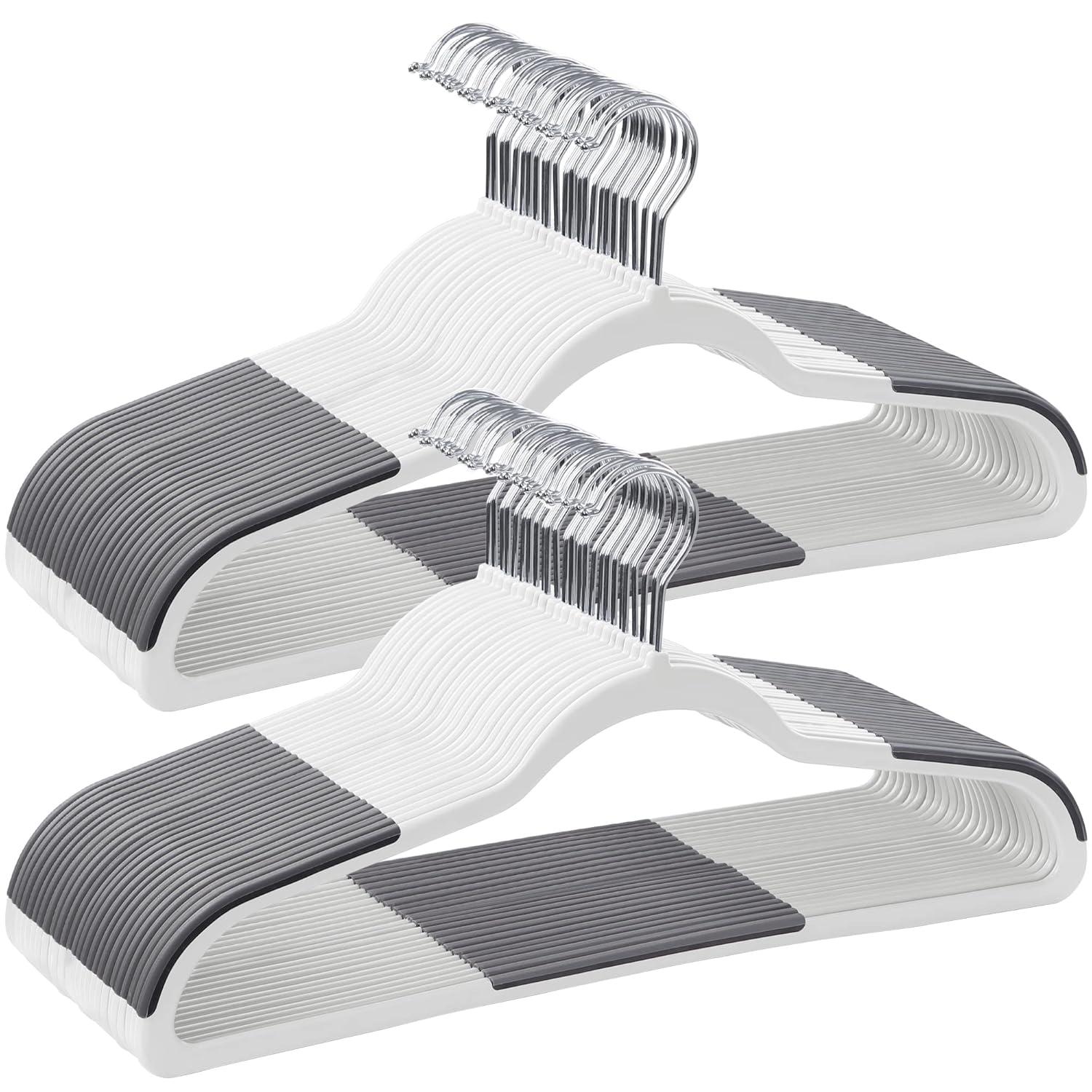 Cloud White and Dark Gray Plastic Clothes Hangers with Metal Hooks