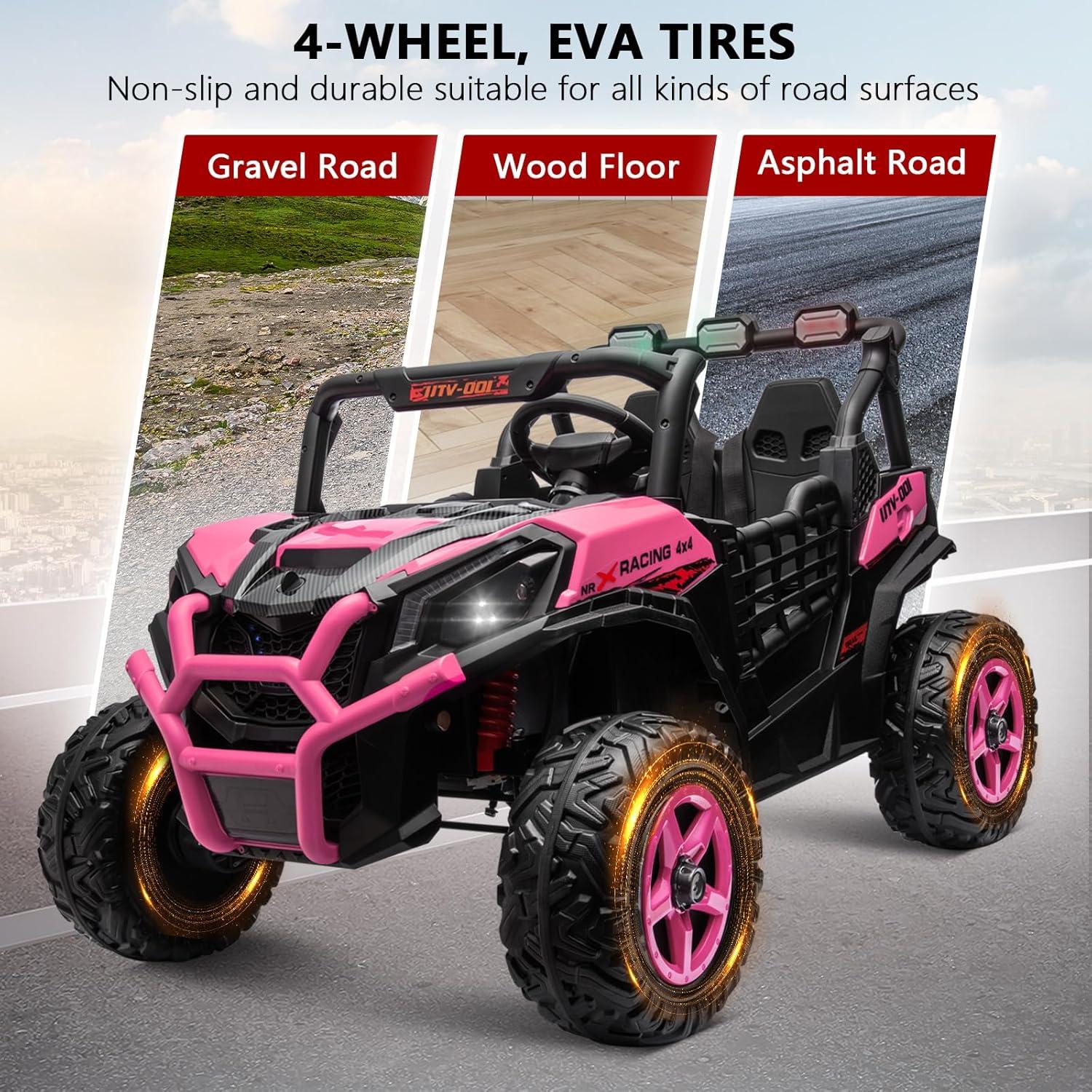 Pink 24V 2-Seater Ride-On UTV with Remote Control