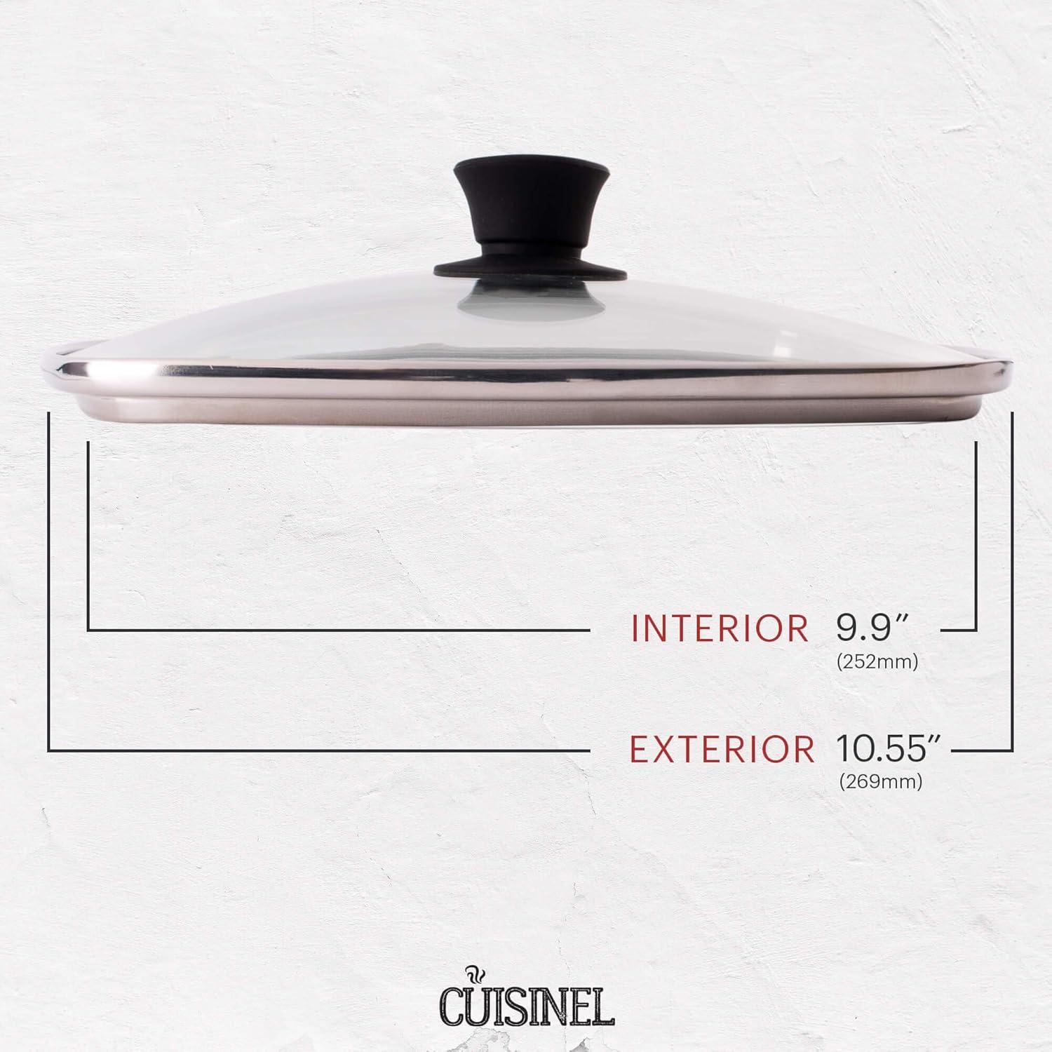 Square Glass Lid for Grill Pans - 10.5"-inch/26.67cm/269mm - Fits Lodge - Fully Assembled - Replacement Cover - Oven Safe Reinforced for Skillets - Universal all Cookware: Cast Iron, Stainless, Enamel