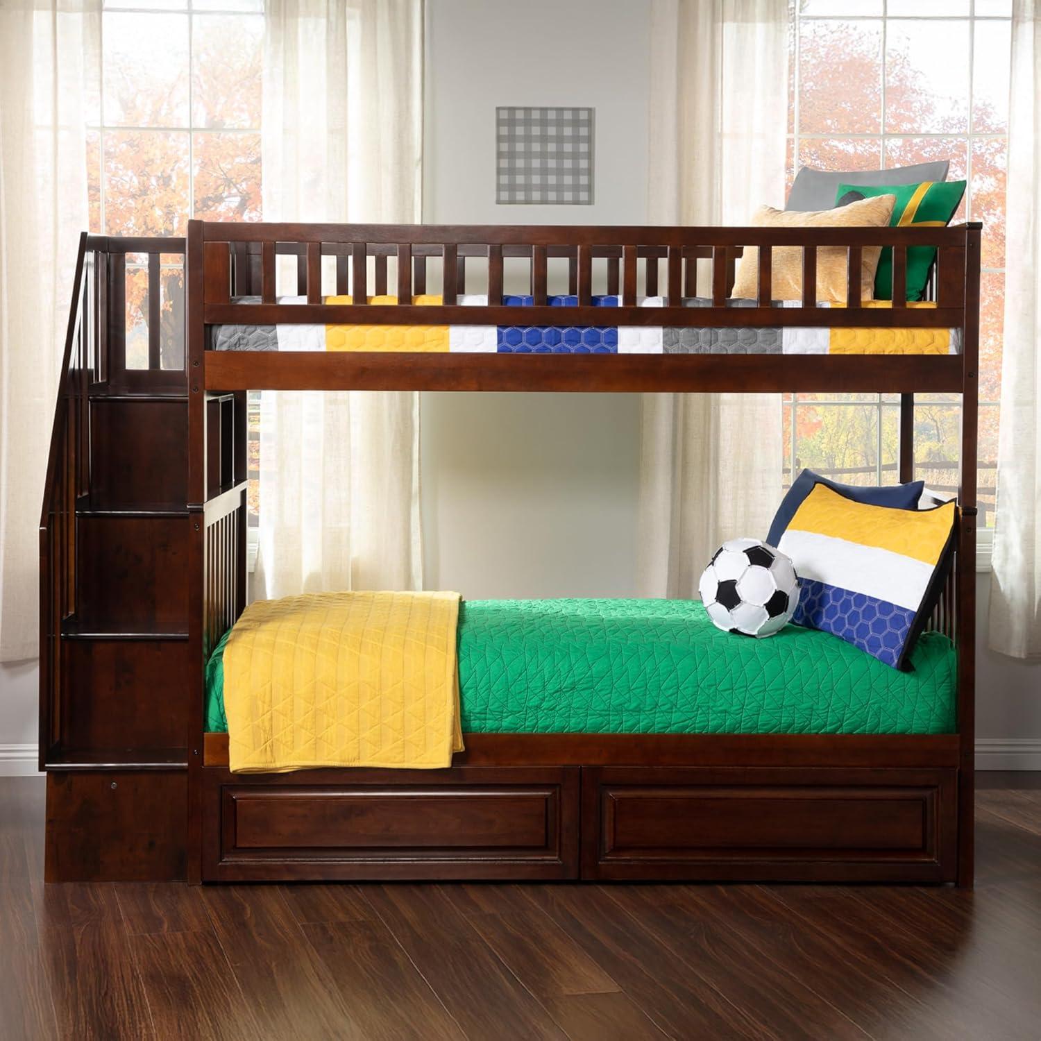 Woodland Staircase Bunk Bed Twin over Twin in Multiple Colors and Configurations