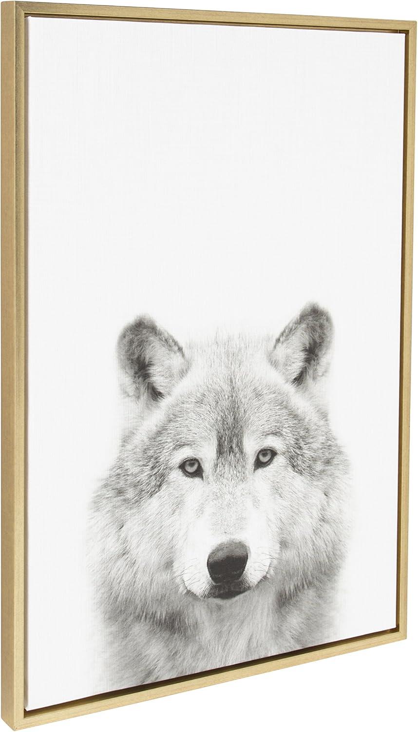 33" x 23" Sylvie Wolf Animal Print And Portrait By Simon Te Tai Framed Wall Canvas - Kate & Laurel