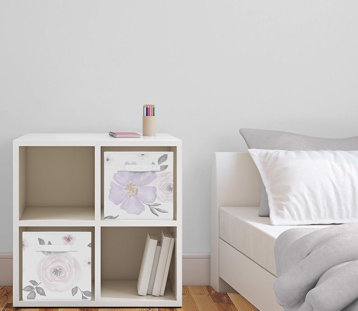 Sweet Jojo Designs Watercolor Floral Fabric Storage Bin (Set of 2)