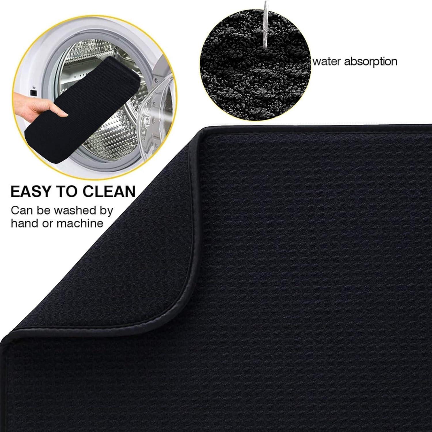 Xipoxipdo S&T . Absorbent Reversible Microfiber Dish Drying Mat For Kitchen 16 Inch X 18 Inch Black