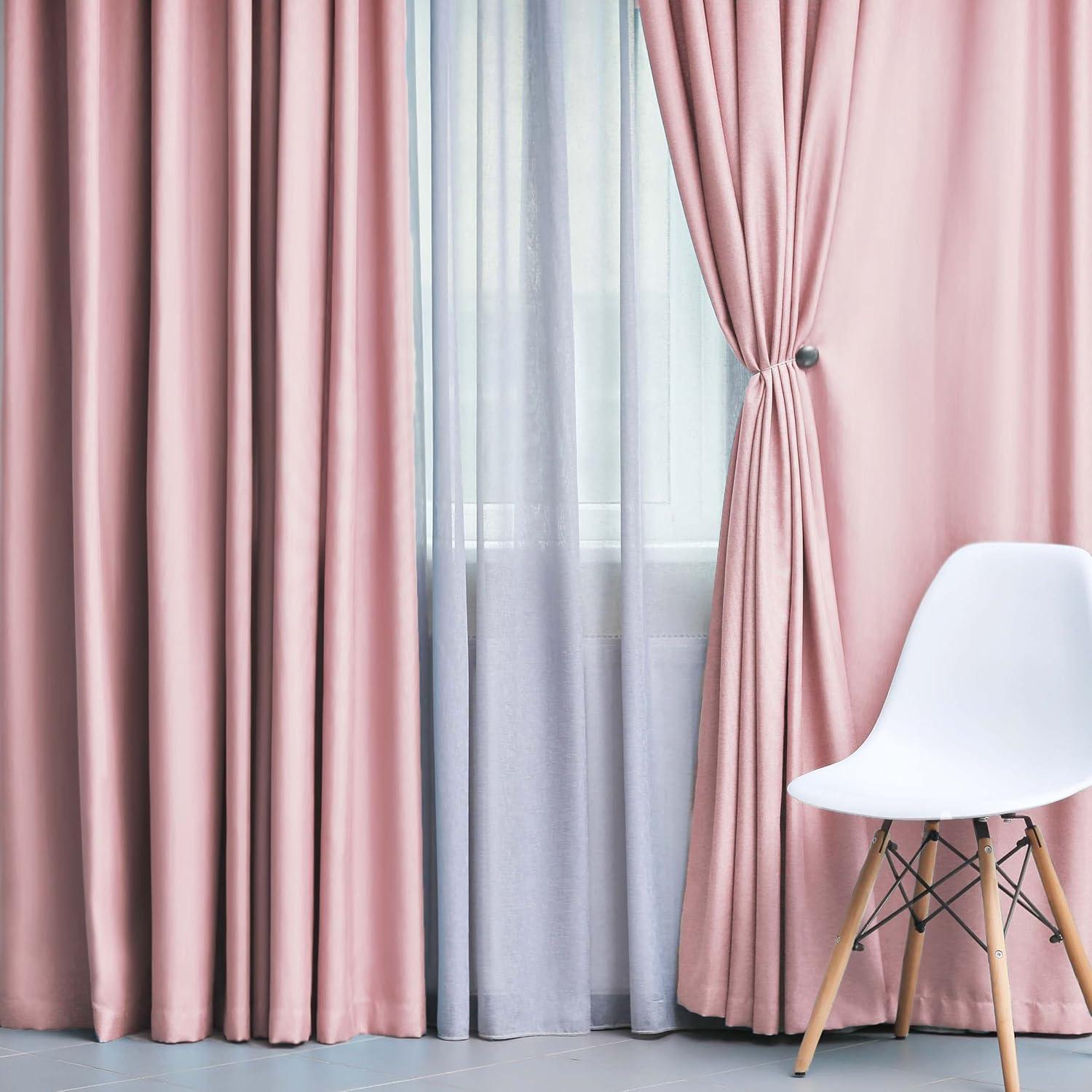 Superior Solid Blackout Curtain Panel, Set of 2, 8 Grommet Curtains 52" W x 108" L, Mauve chalk