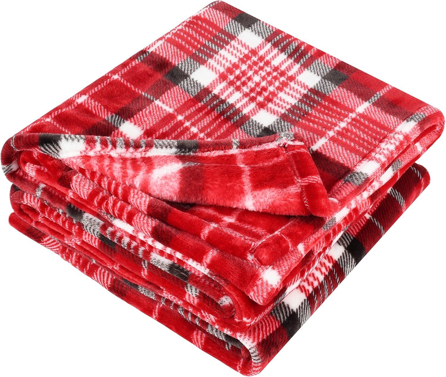 Tirrinia Plaid Fleece Blanket 50"X60" Flannel TV Throw Microfiber-Super Soft & Comfy for Bedding Sofa Car Camping, All Seasons