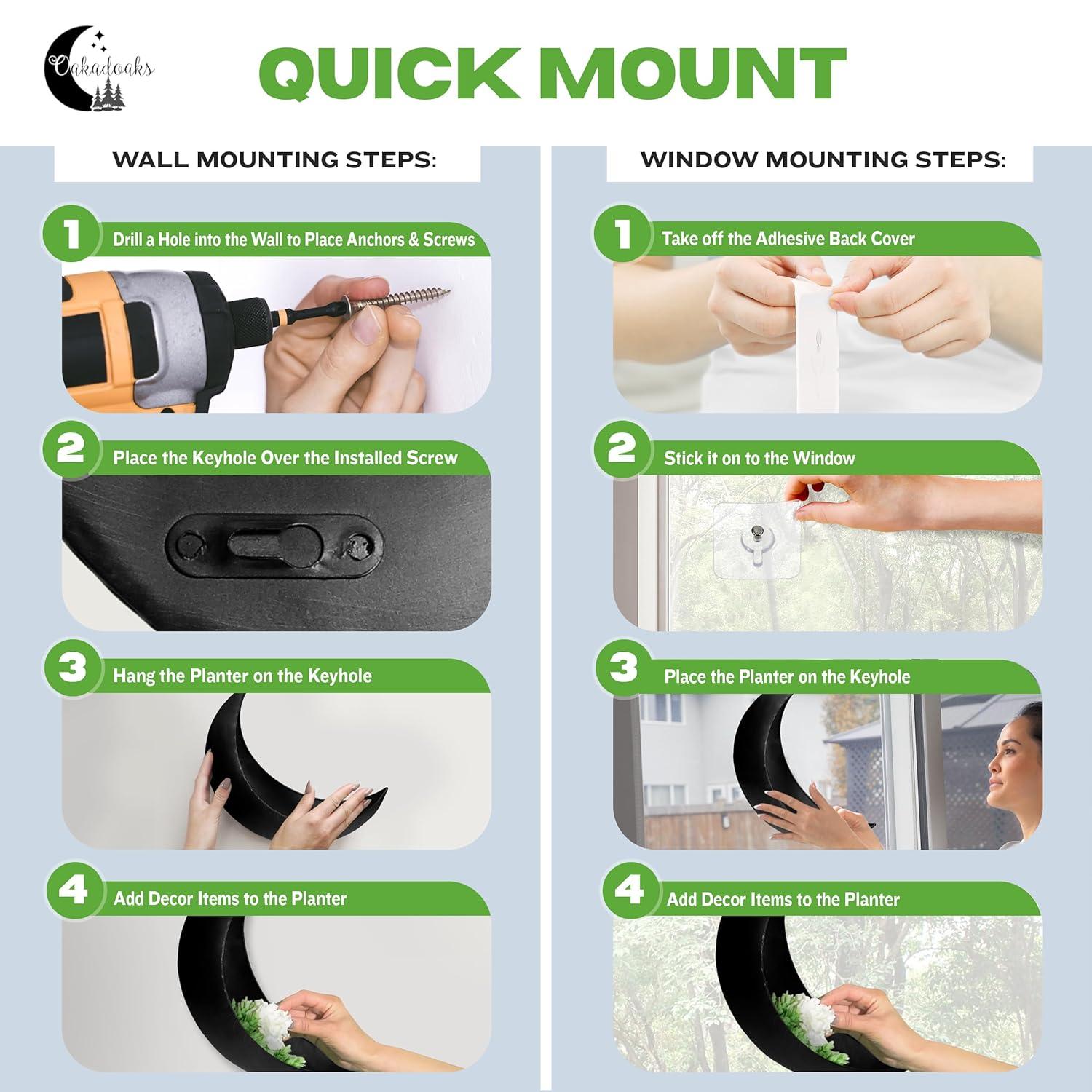 Wall Planter - Window Planter - Hanging Moon Planter - Boho Hanging Planters for Indoor Plants, Succulents, Air Plant, Cactus, Faux, Artificial Plants -Witchy Gifts for Women, Birthdays,Plant Lovers