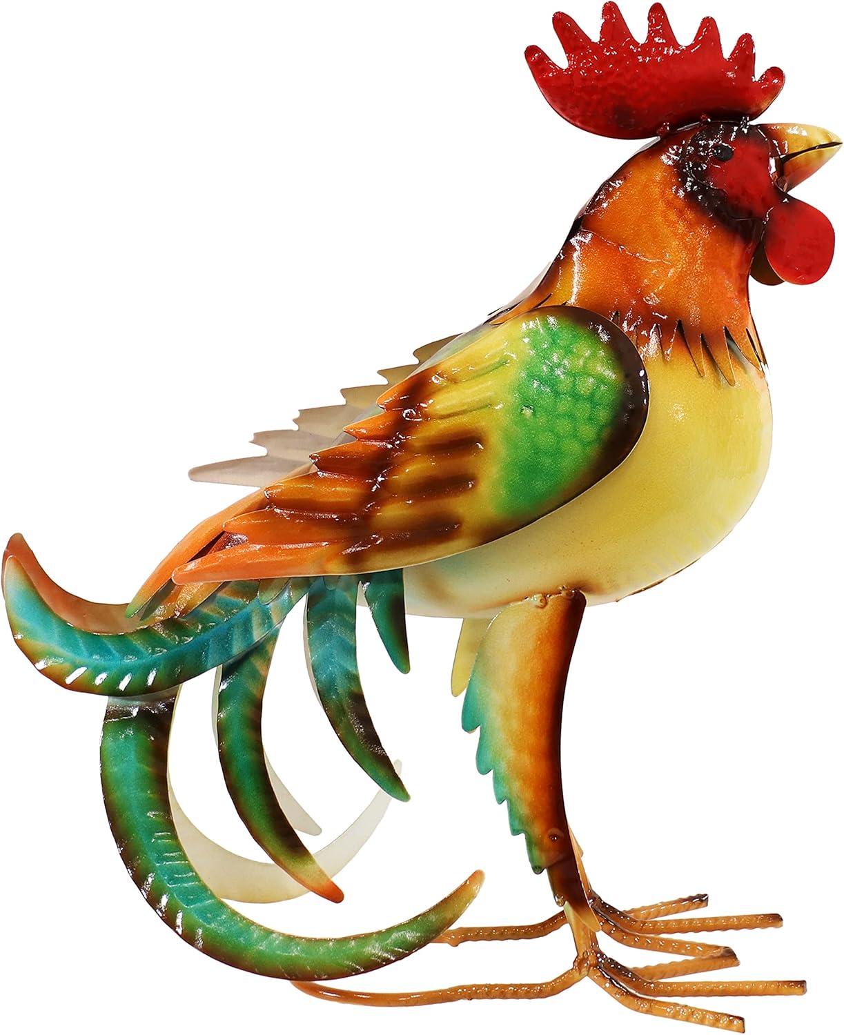 Romeo the Rooster 16" Multicolor Metal Outdoor Statue