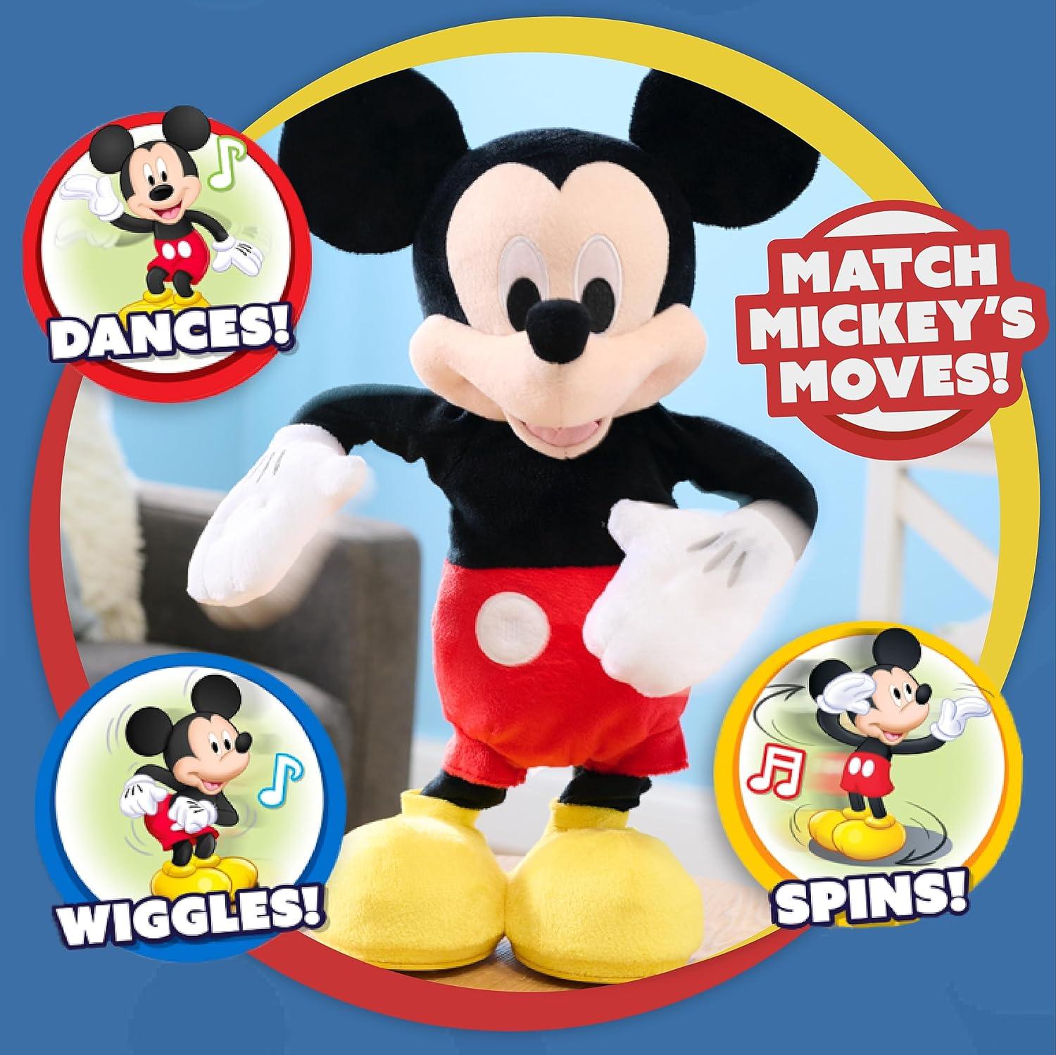 Disney Junior Mickey Mouse Hot Diggity Dance Mickey Feature Plush Stuffed Animal, Motion, Sounds, and Games Baby and Toddler Toys