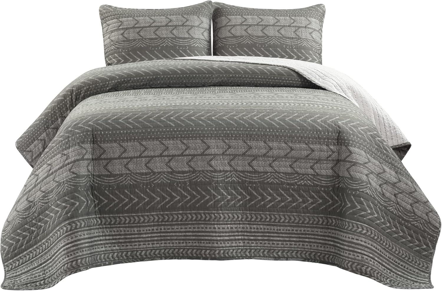 Lush Decor Hygge Geo Reversible Contemporary 3-Piece Quilt Set