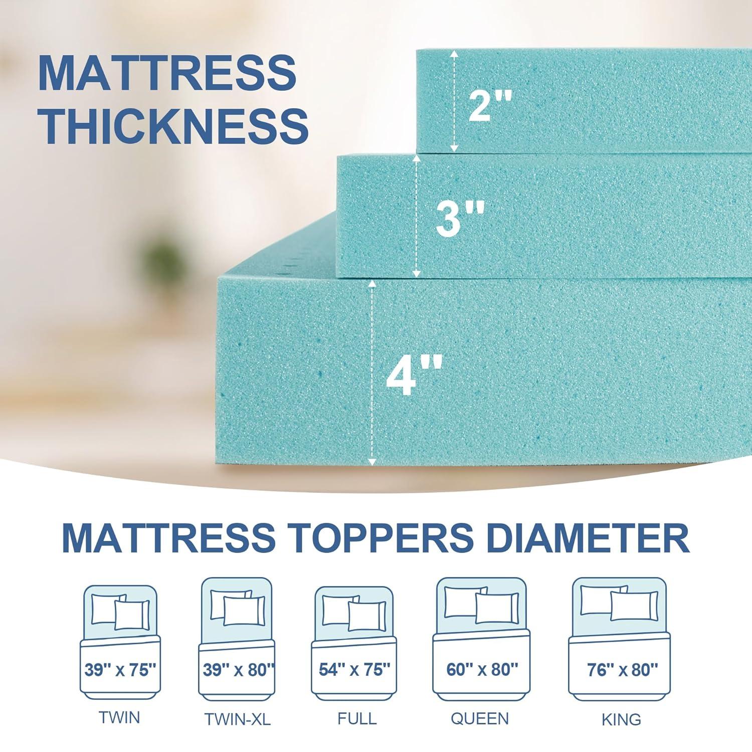 Beddle Memory Foam Mattress Topper, 2 inches King Size Mattress Pad,Pressure Relief for Back Pain