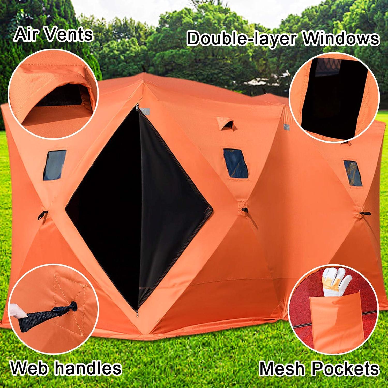 VEVOR 3-4 Person Ourdoor Portable Ice Shelter Pop-Up Ice Fishing Shanty Tent