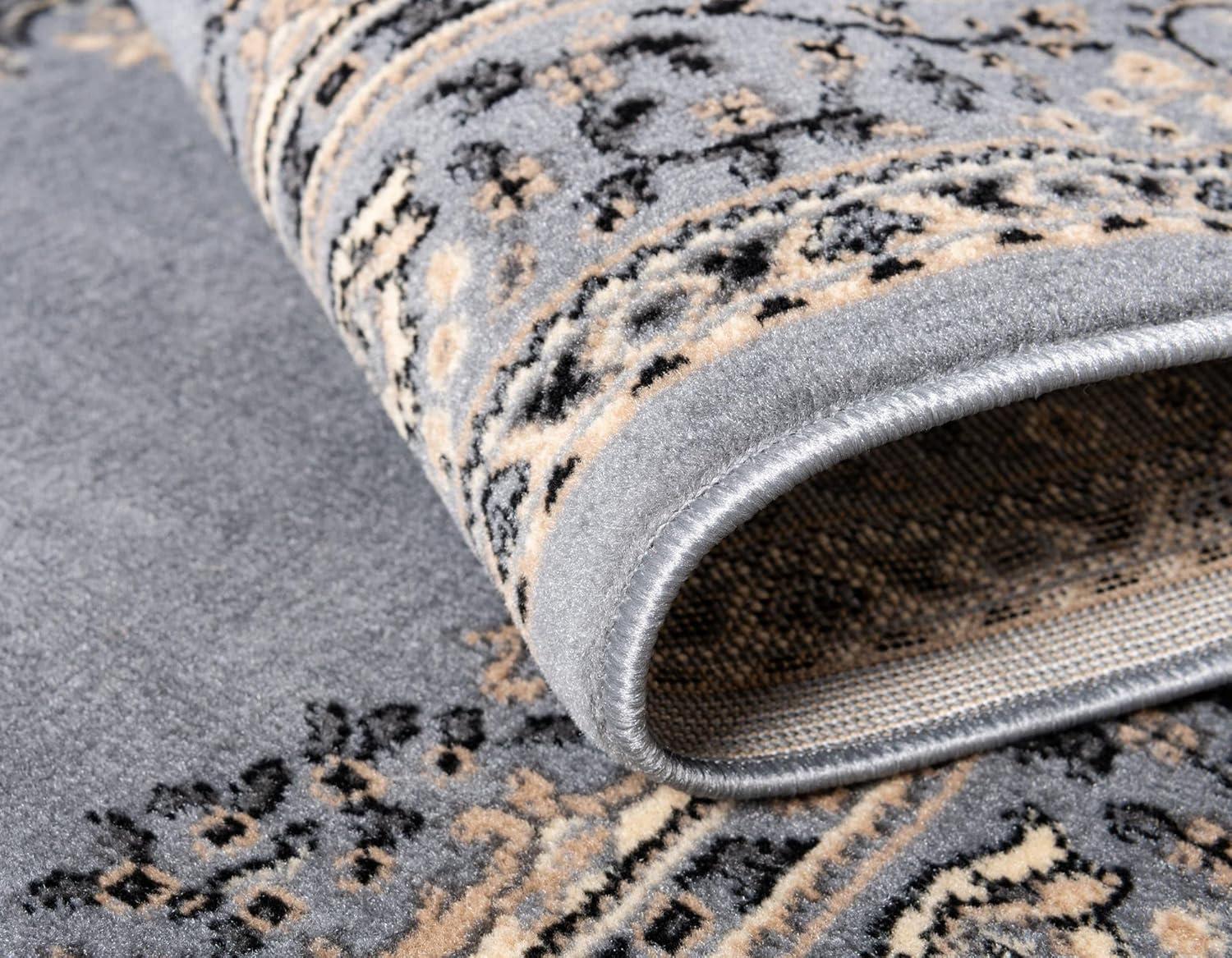 Unique Loom Reza Collection Area Rug - Washington (9'  x 12' Rectangle Black/Gray)