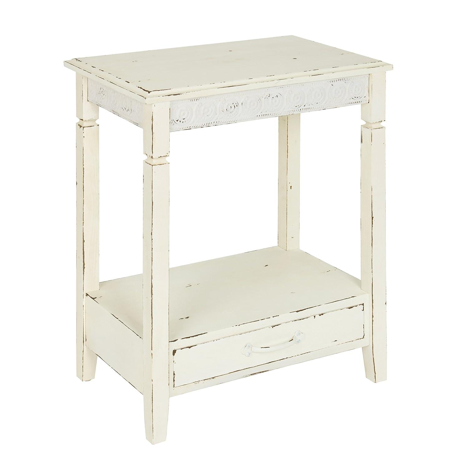 Kate and Laurel Idabelle Rectangle Wood Side Table, 13.5x22x27.75, White