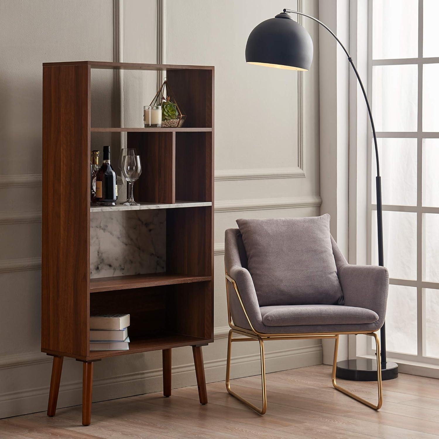 Mercer41 Carbone Marble-Look 5-Tier Display Bookcase Shelf