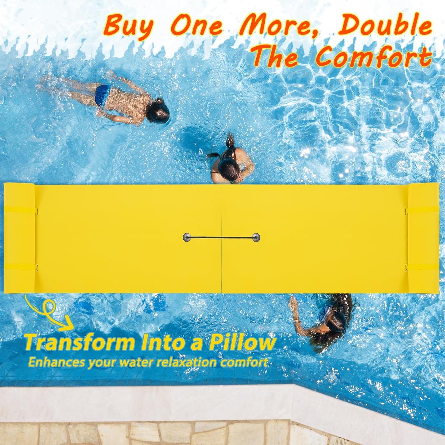 Costway 3-Layer Tear-Resistant Foam Floating Pad Island Water Sports Relaxing Yellow