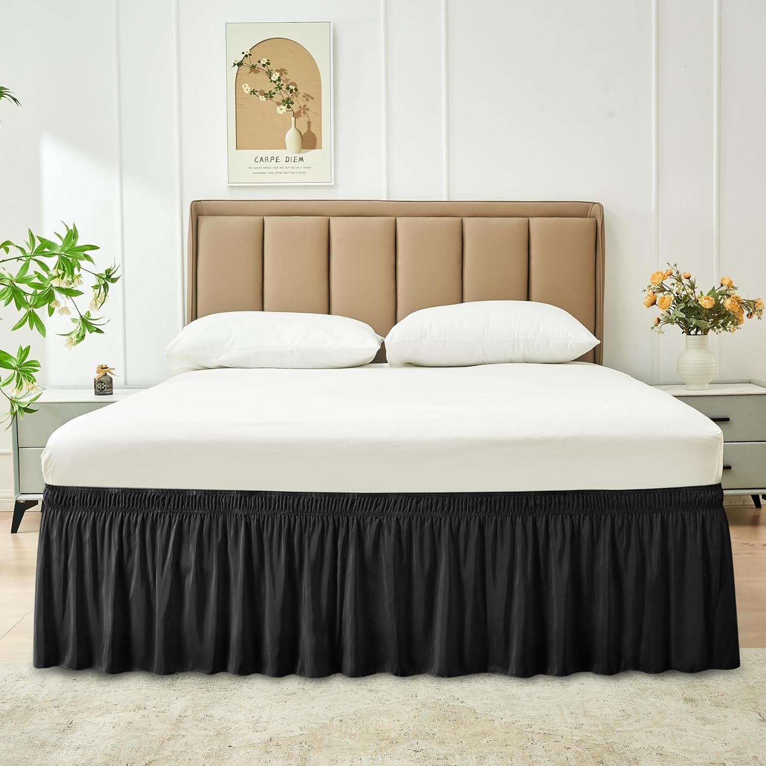 14-Inch Drop Queen Bed Skirt Black