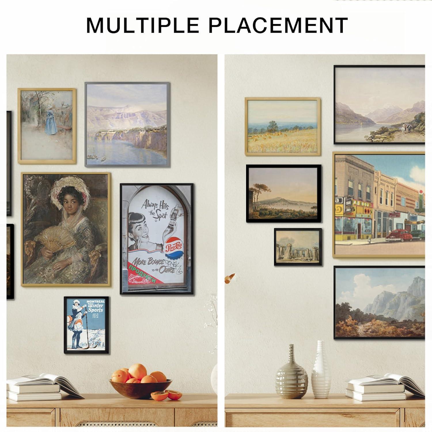 18x24 Frame Black Metal Picture Frame, Poster Frames Shiny Brushed Aluminum Photo Frame for Art Gallery Wall Tabletop Decor