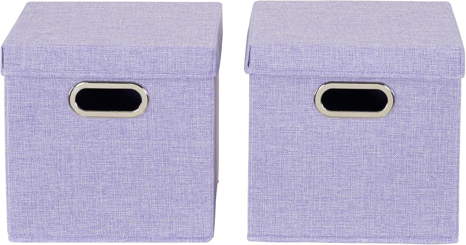 Household Essentials Heather KD Cube Set, 2pk, Collapsible Linen, Iris