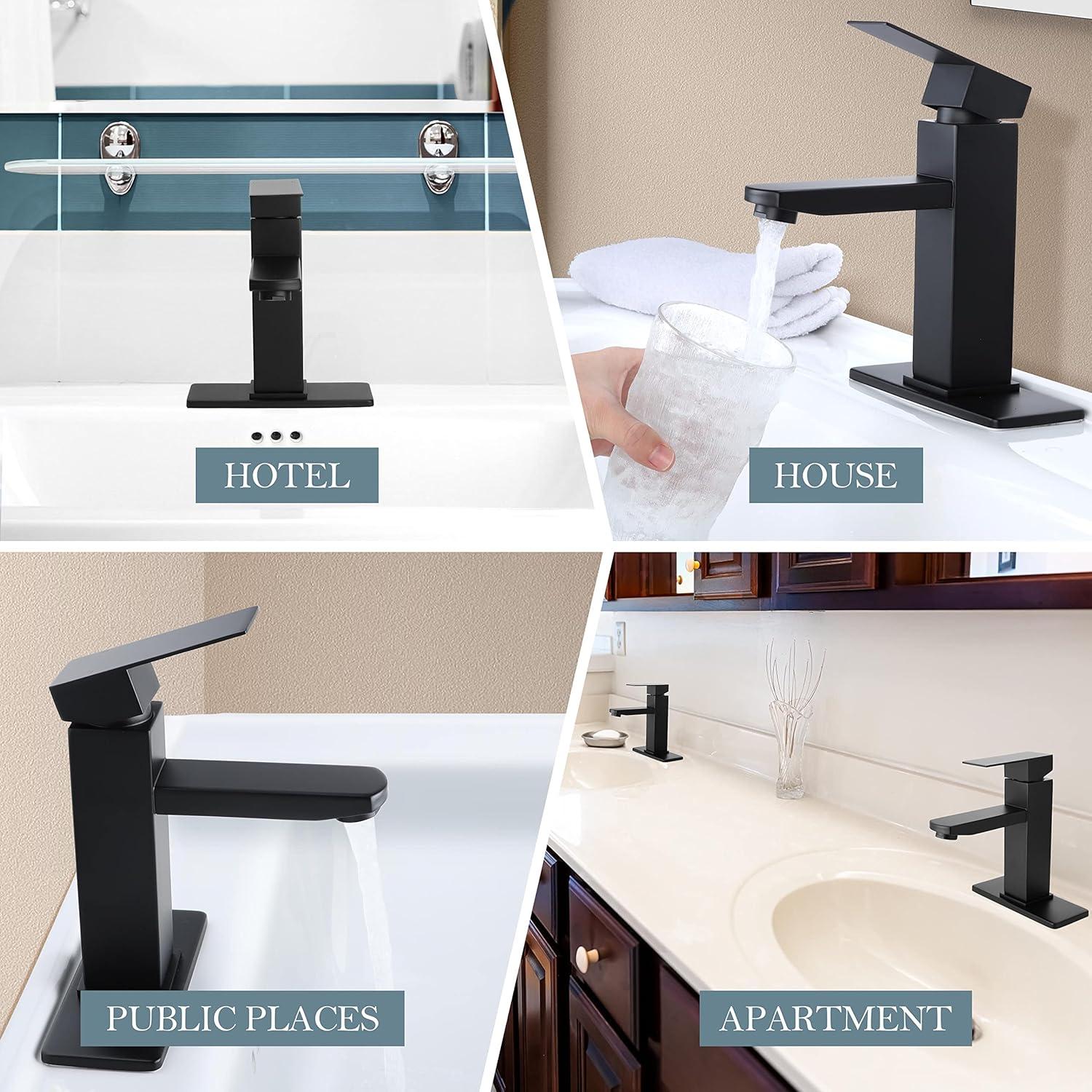 Matte Black Stainless Steel Single Handle Bathroom Faucet