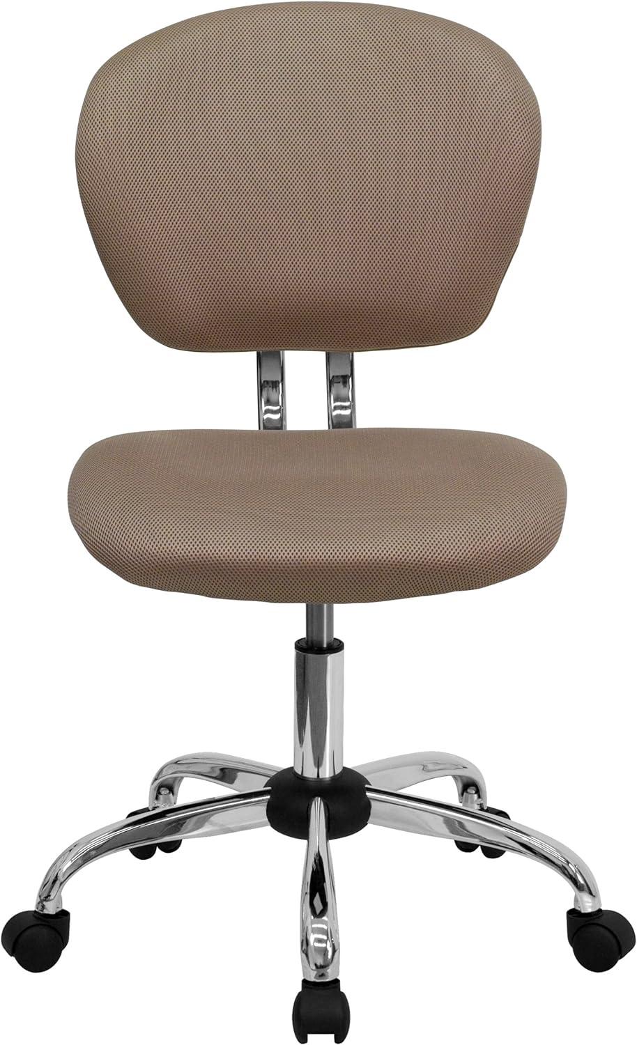 Mid-Back Coffee Brown Mesh Swivel Task Chair with Chrome Base