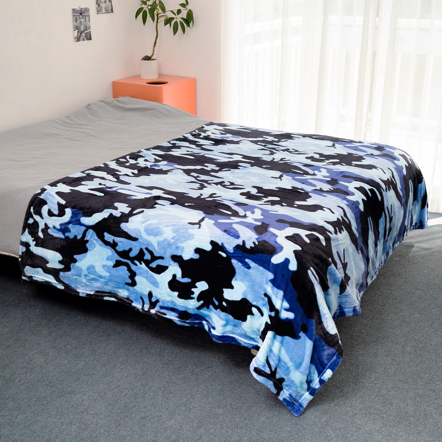 HommomH 60" x 80" Army Blanket Throw Soldier Comfort Warmth Soft Cozy Air Conditioning Easy Care Machine Wash Camouflage