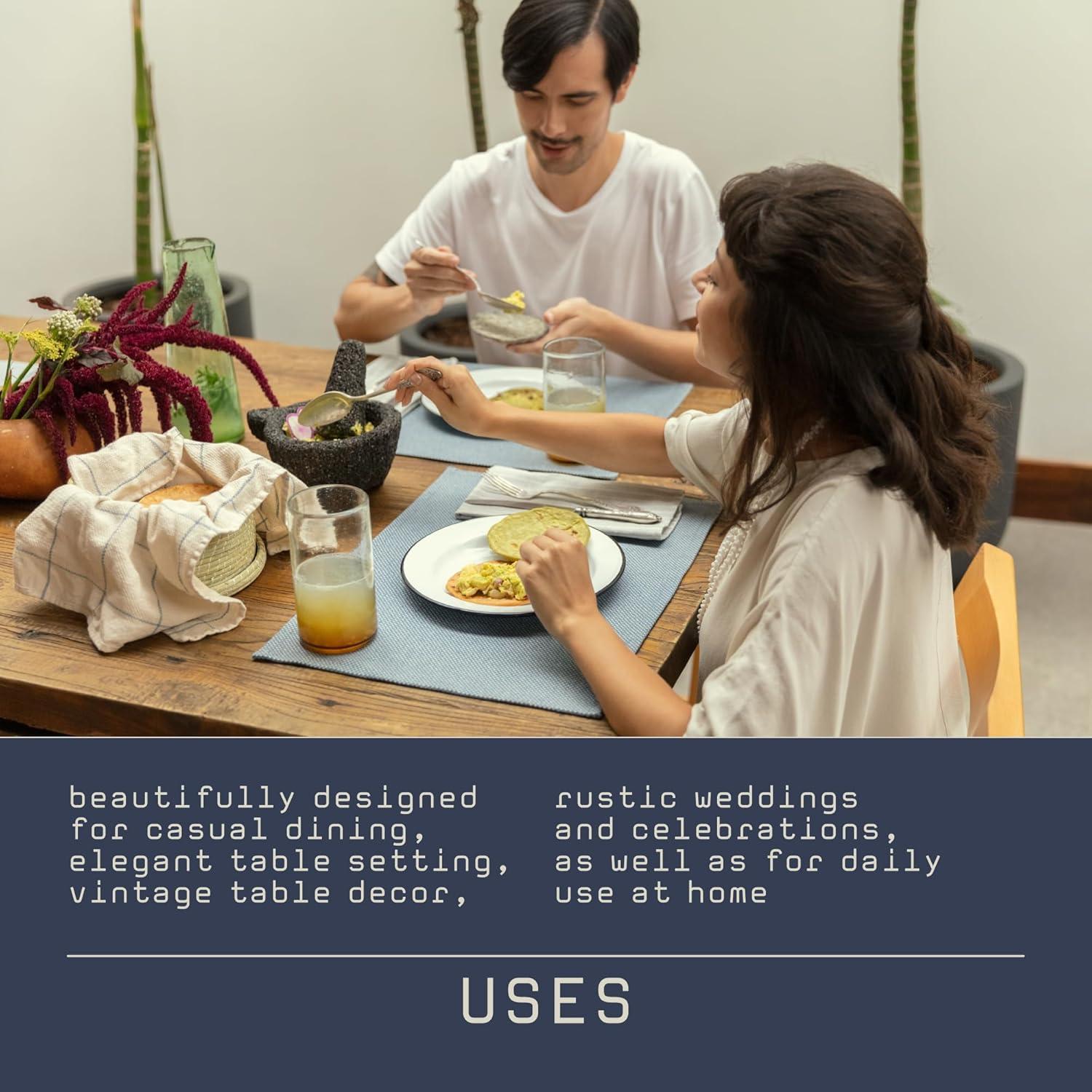 MEEMA Table Placemats Set of 4 - Blue - Christmas Kitchen Table Decor - Fabric Placemats-Table Christmas Gifts