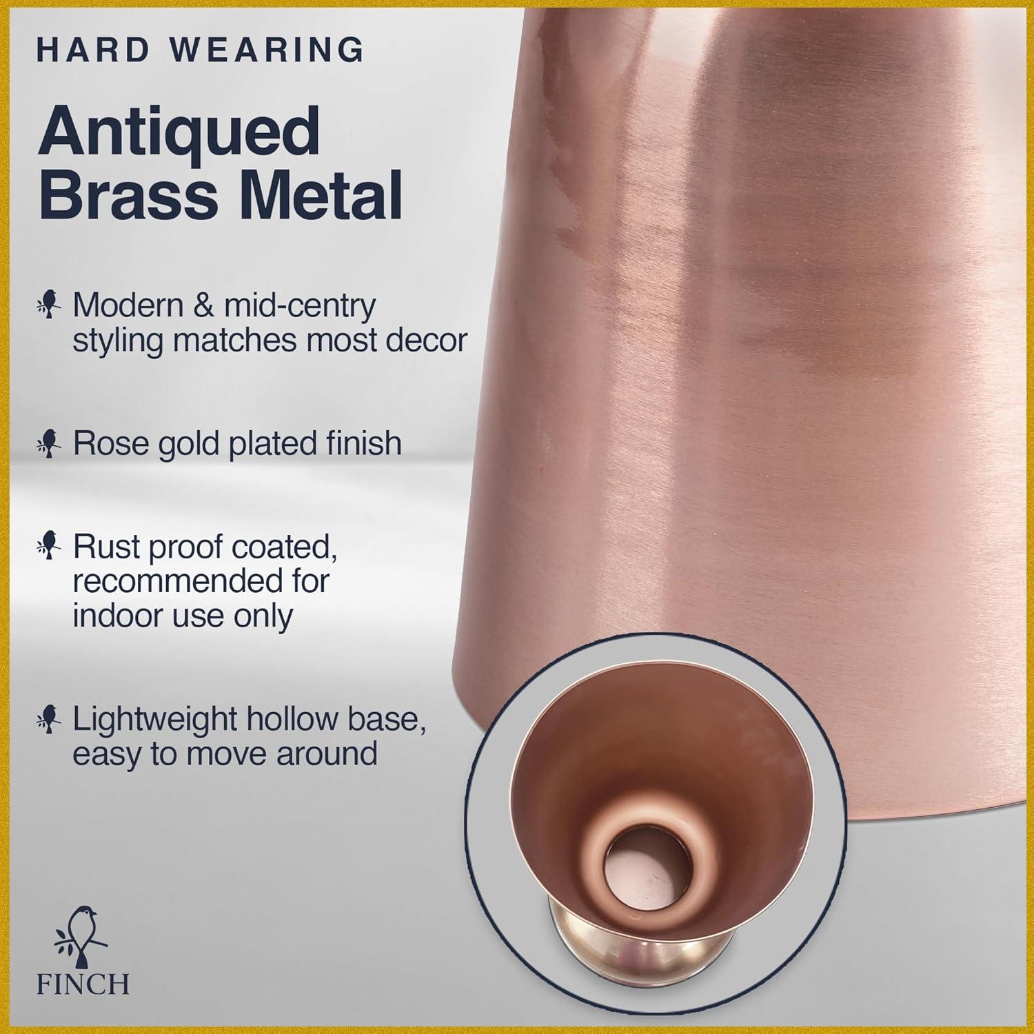 Finch Finch Adler Rothko Accent Side Table, Granite Top, Brushed Brass or Rose Gold Base, Hourglass Shape