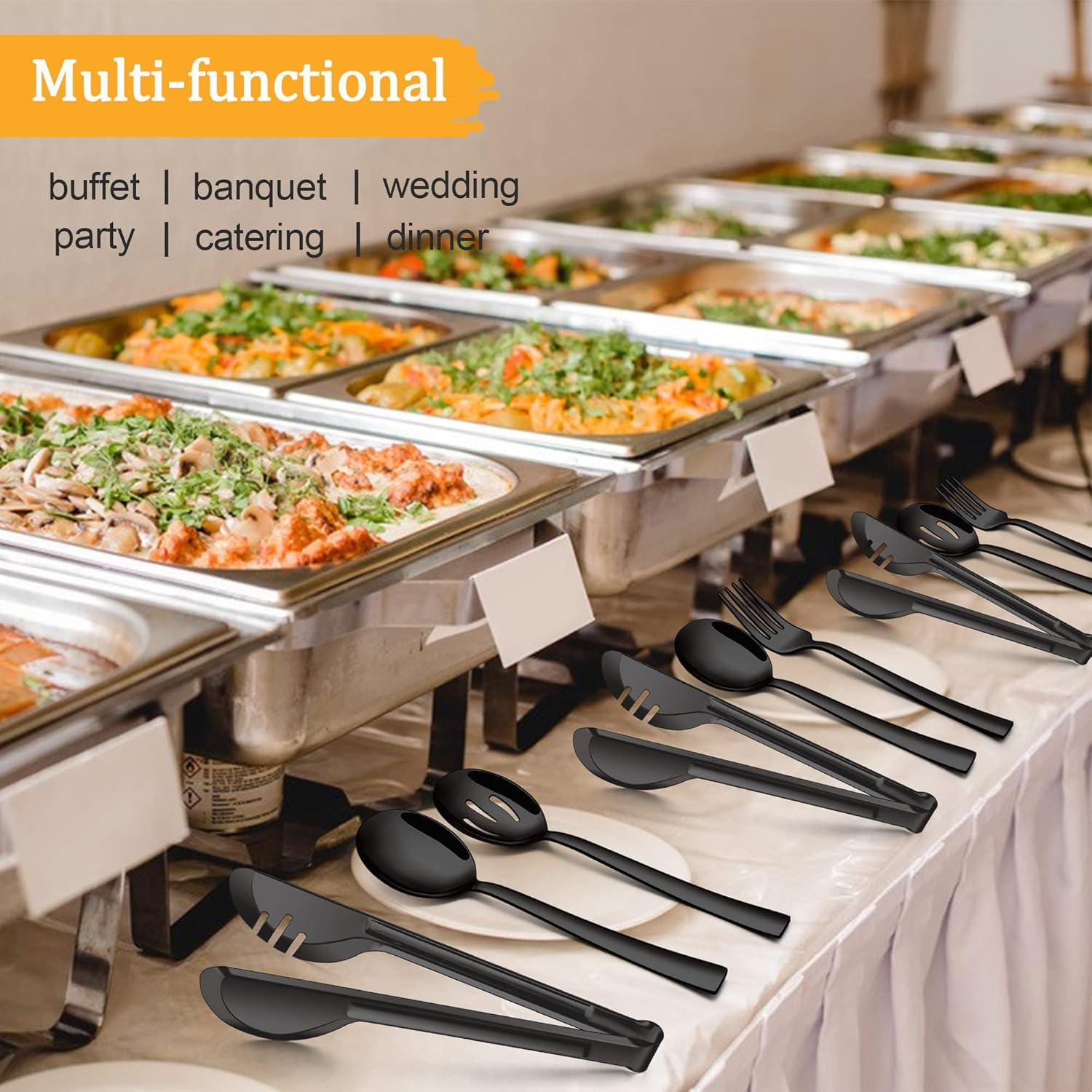 8-Piece Stainless Steel Serving Utensils Set - Includes Spoons, Forks, Tongs, Ideal For Weddings, Buffets, And Daily Use (Set of 8)