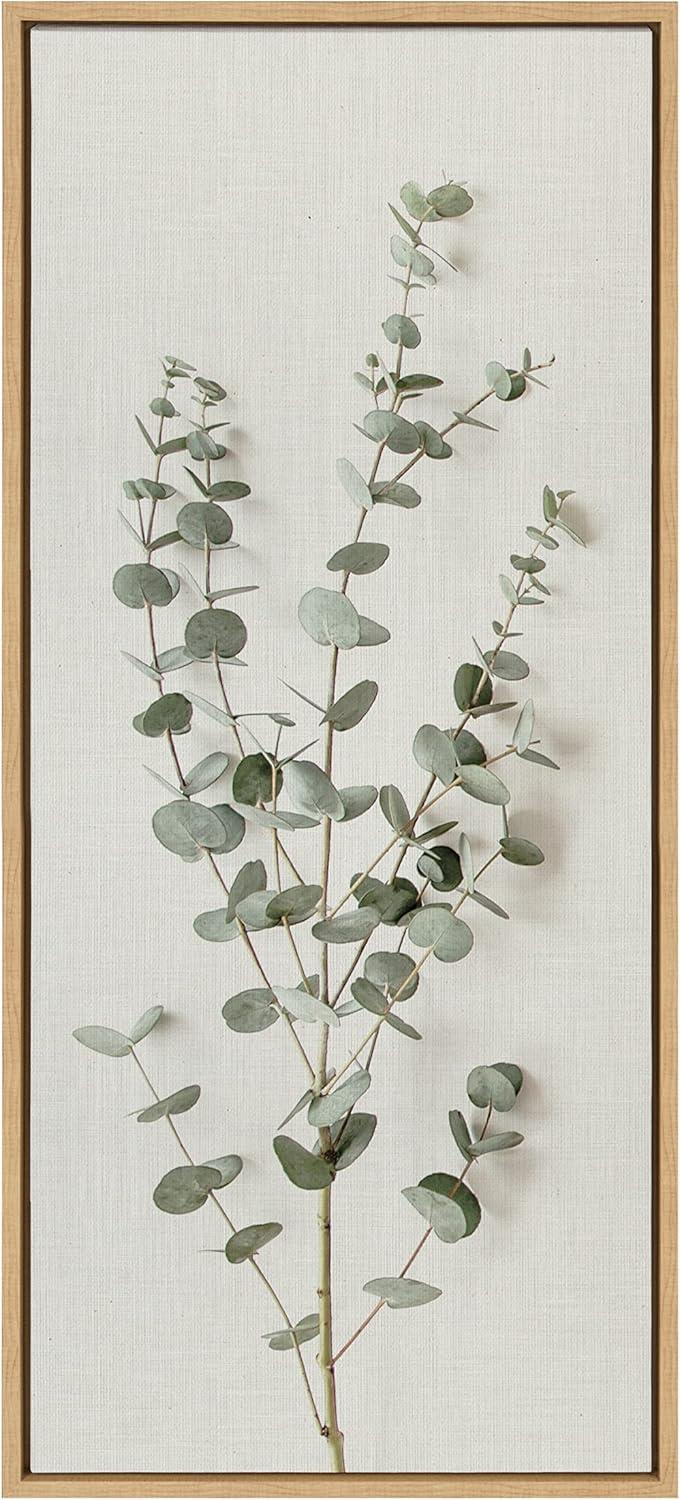 Kate and Laurel Sylvie Eucalyptus Botanical I Framed Canvas by The Creative Bunch Studio, 18x40, Natural