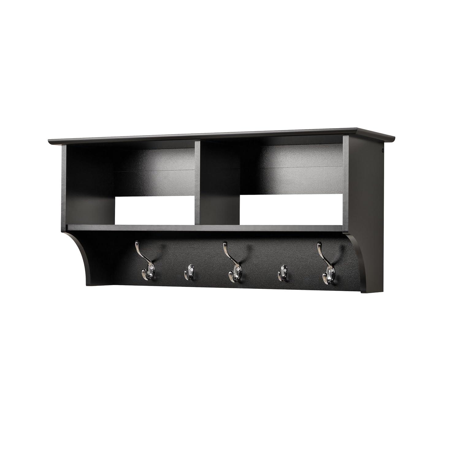 Douglas Entryway Hanging Shelf: Prepac Wall Organizer with Storage & Coat Hooks - 60" Wide