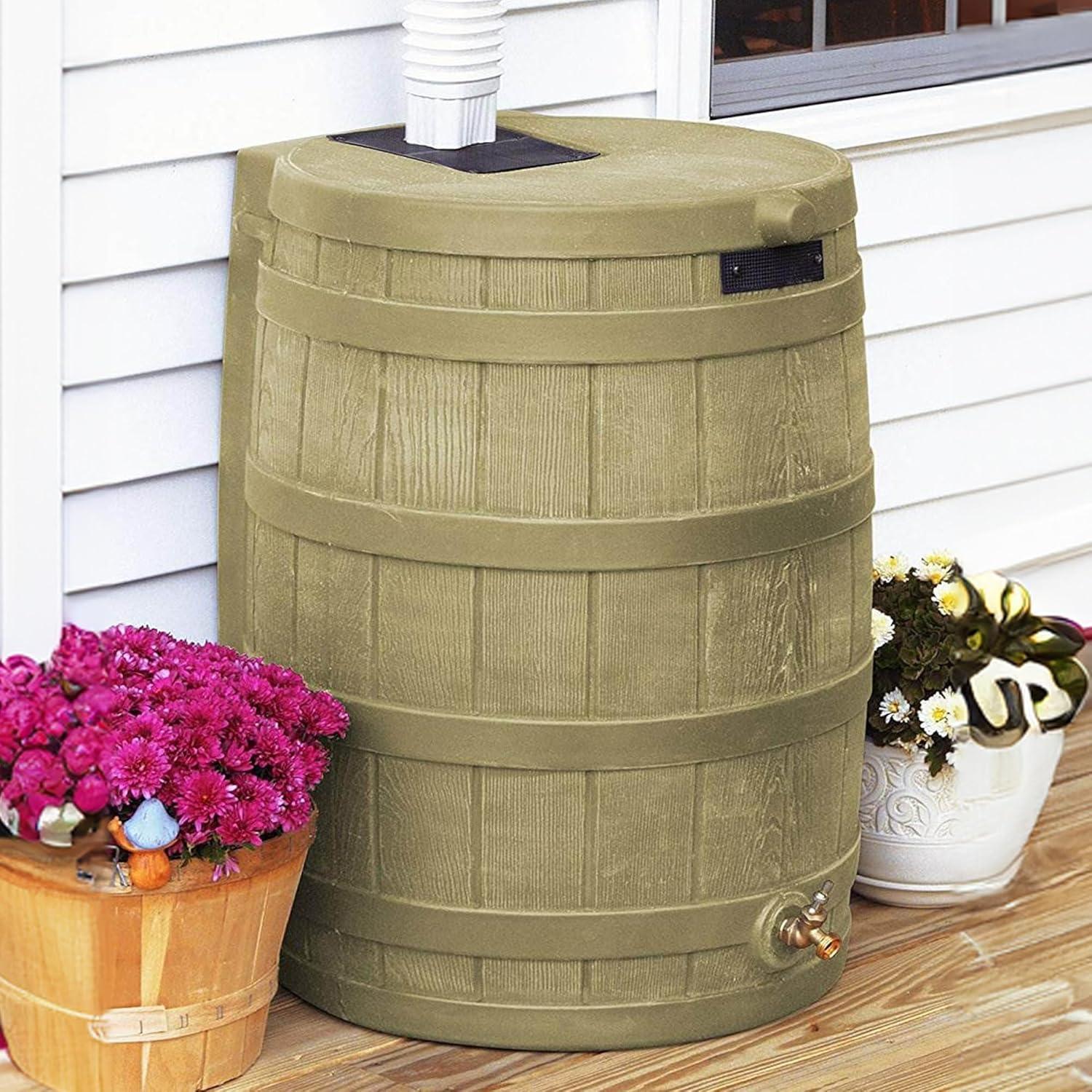 Good Ideas 50 Gallons Weather Resistant Plastic Drainable Rain Barrel