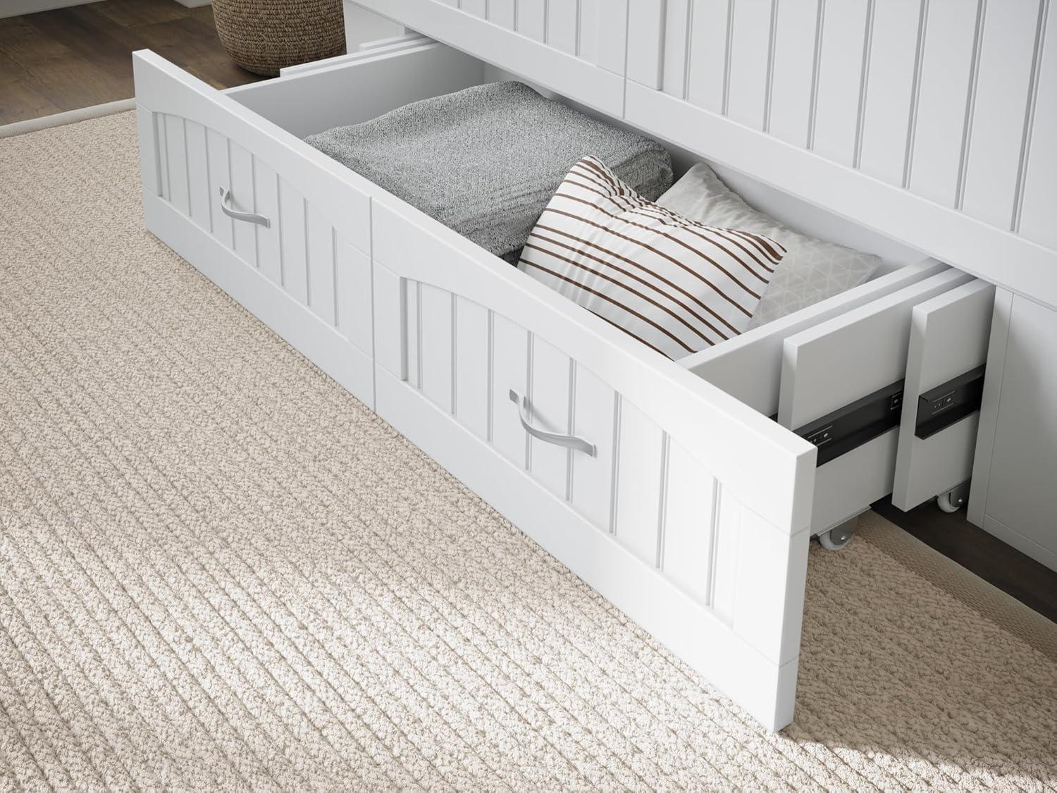 Queen Nantucket Murphy Bed Chest USB Turbo Charger White - AFI