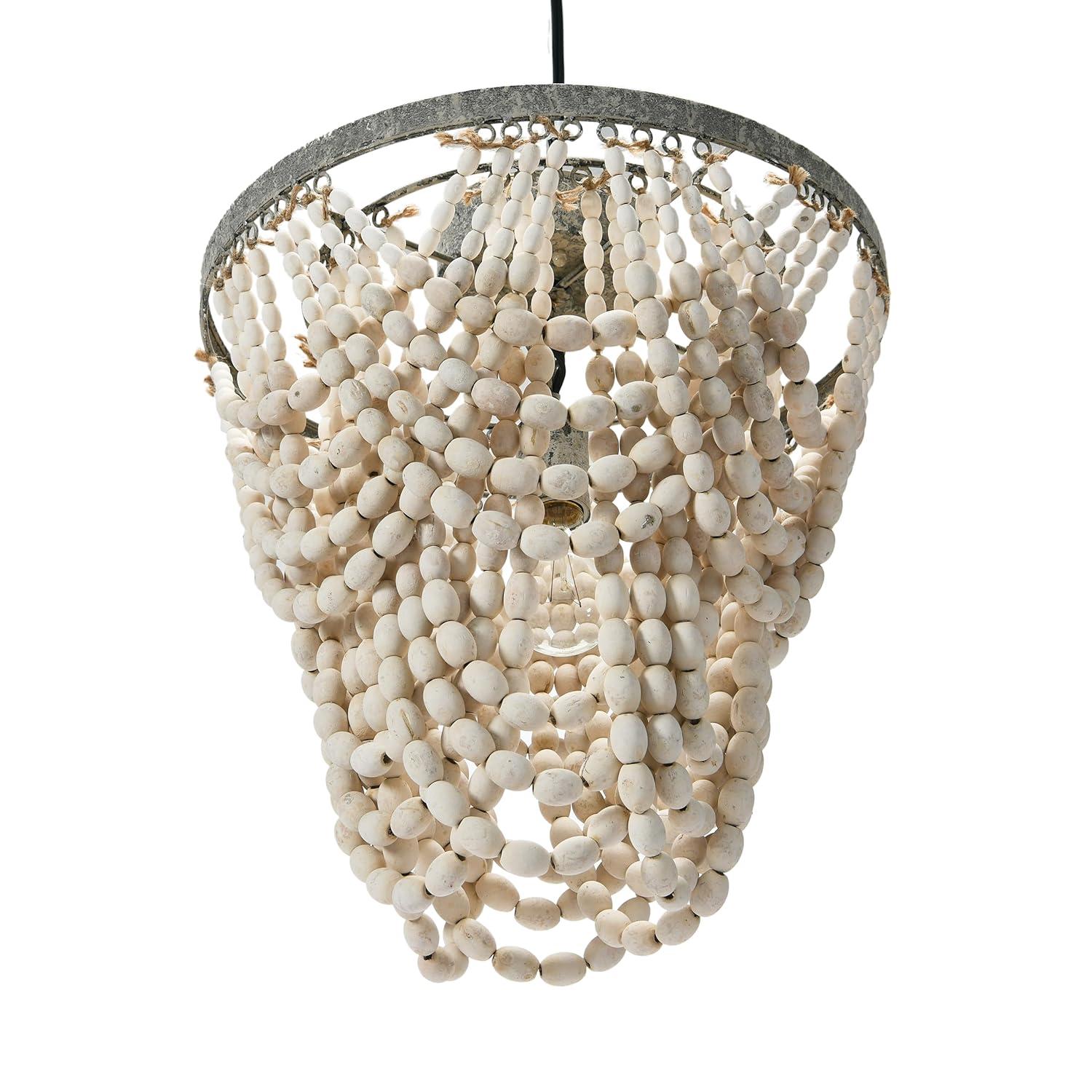 Tiered Draped Wood Bead and Metal Semi-Flush Light - Storied Home