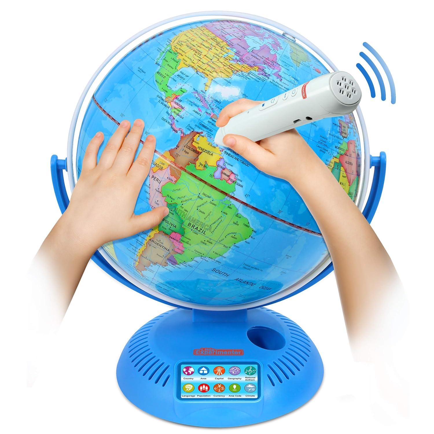 Little Experimenter 9" Multicolor World Globe, Tabletop Geographic Globes, Interactive Globe with Smart Pen