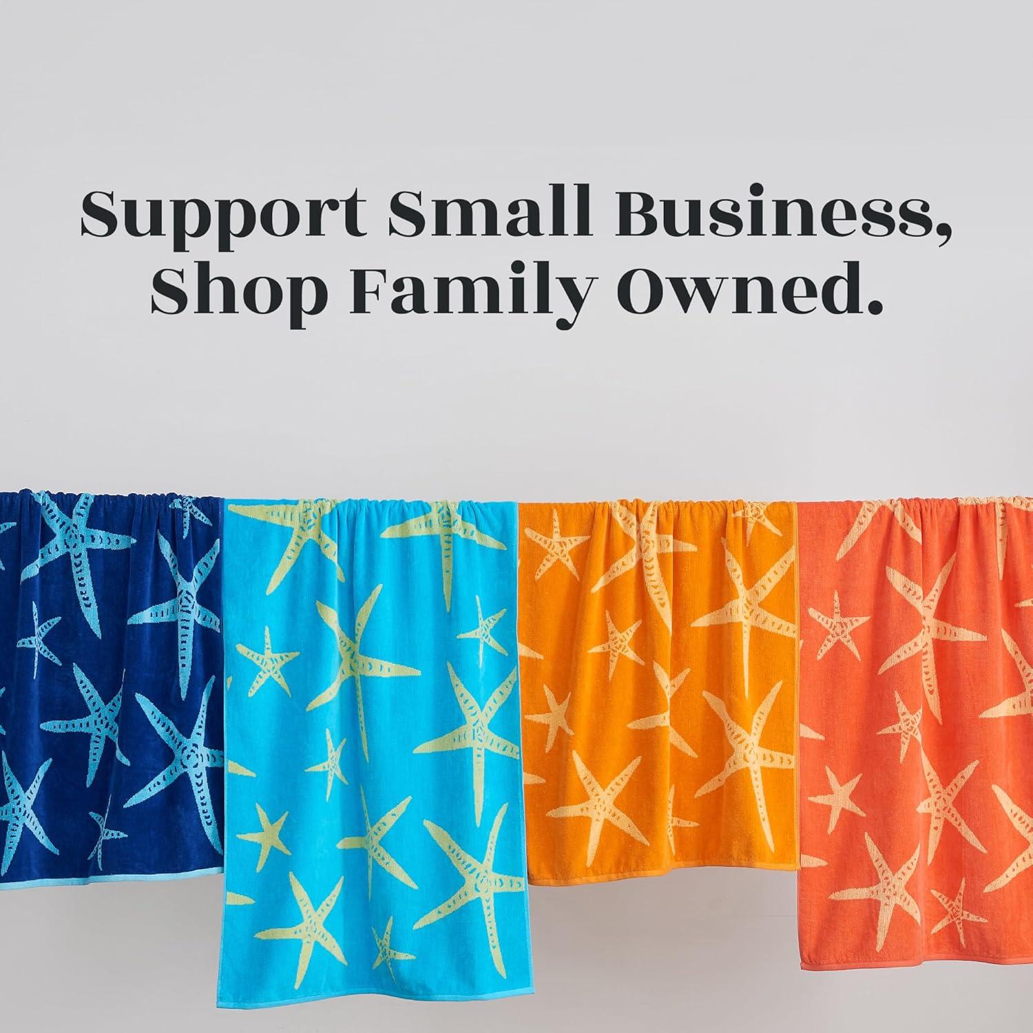 2pk 30" x 60" Yellow Starfish and Stripe Cotton Beach Towels - Great Bay Home