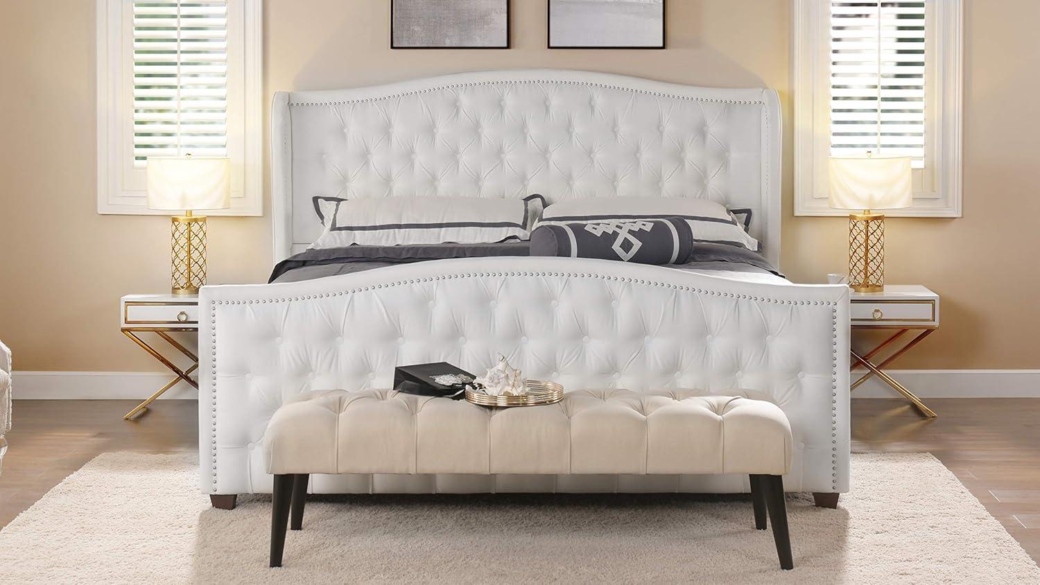 Marcella Tufted Wingback King Bed Bright White