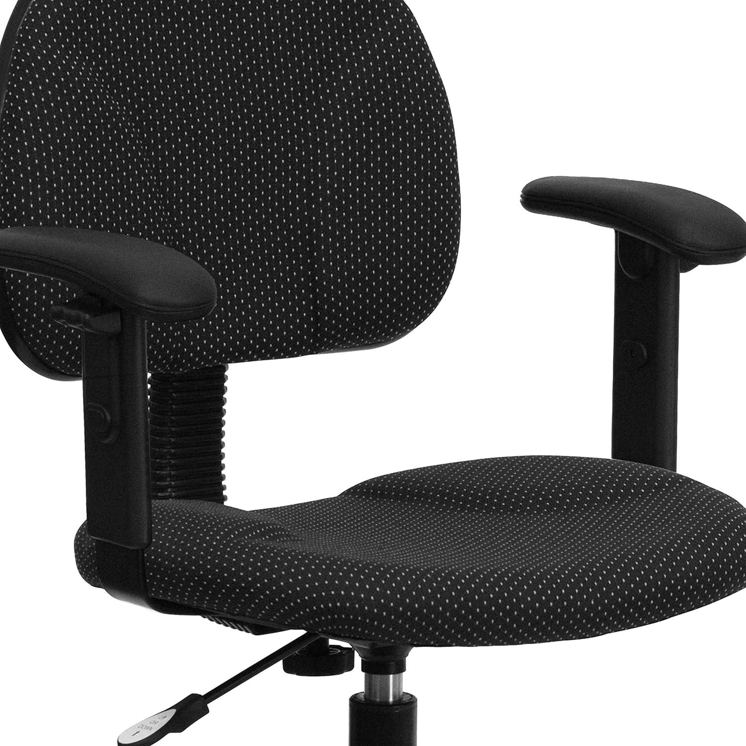 Flash Furniture Black Patterned Fabric Drafting Chair with Adjustable Arms (Cylinders: 22.5''-27''H or 26''-30.5''H)