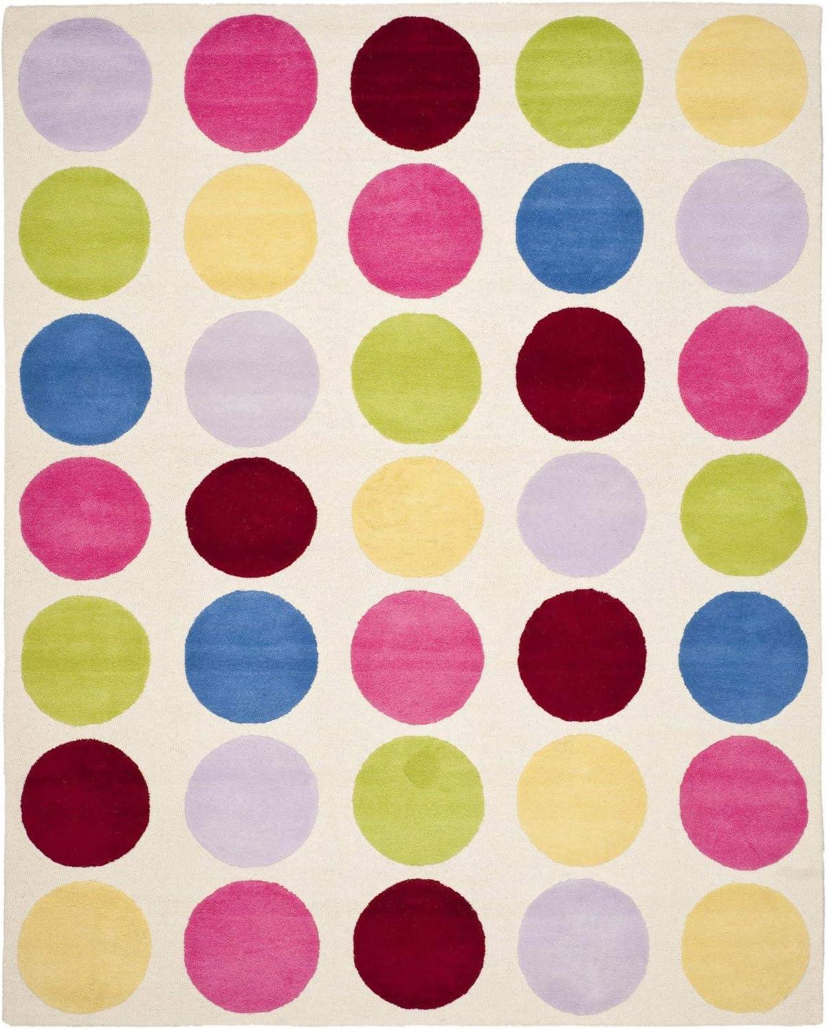 SAFAVIEH Kids Webster Polka Dots Runner Rug, Ivory/Multi, 2'3" x 7'