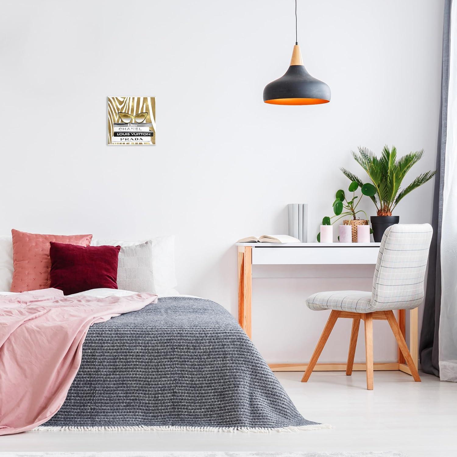 Stupell Industries Fashion Sun Glasses Designer Books Gold Zebra Pattern